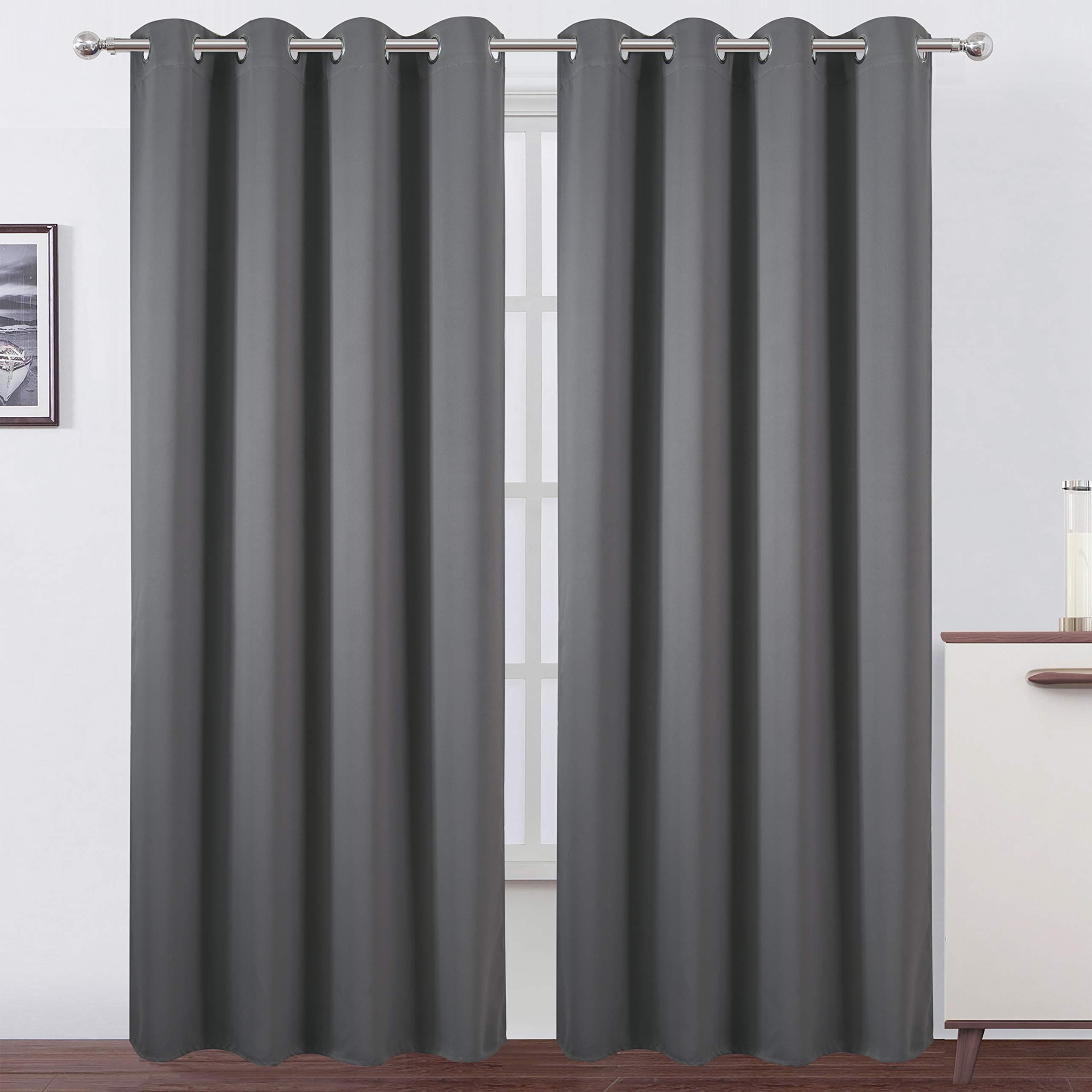 LEMOMO Grey Blackout Curtains/52 x 84 Inch/Set of 2 Panels Thermal Insulated Room Darkening Curtains for Bedroom