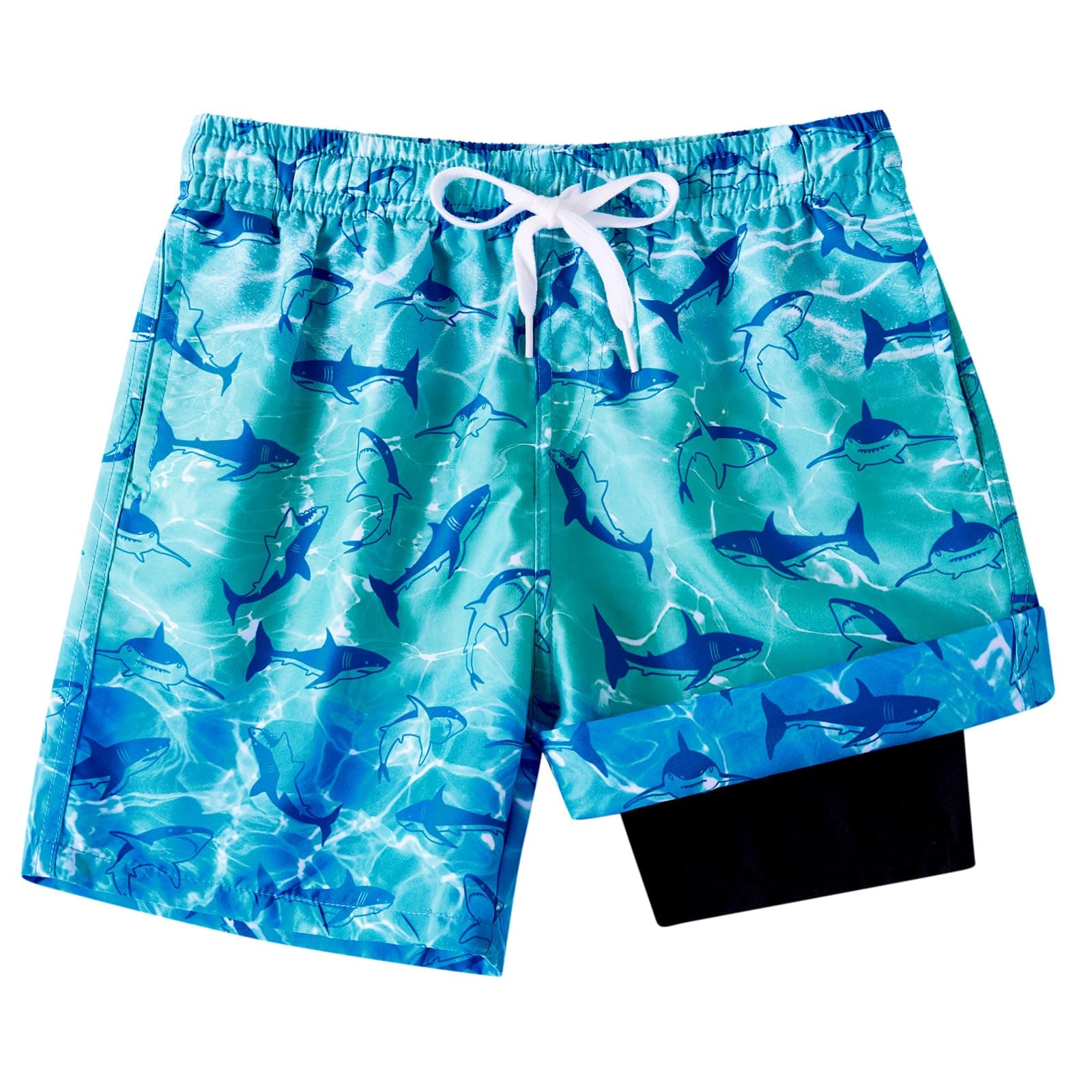 TUONROAD Boys Swim Trunks with Compression Liner Quick Dry Board Shorts with Boxer Brief Lined Bathing Suit 8-20 Years