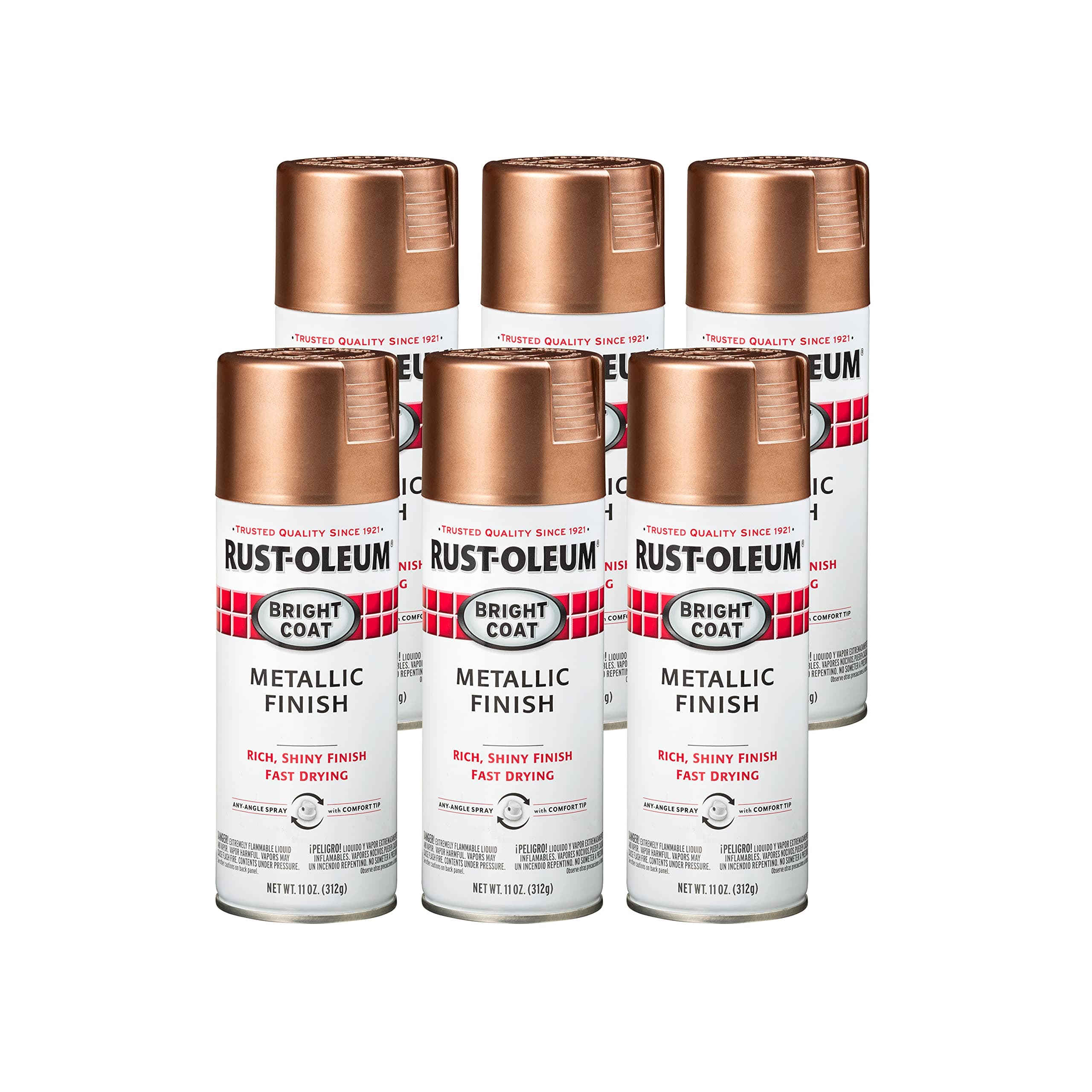 344733-6PK Stops Rust Bright Coat Metallic Spray Paint, 11 Oz, Rose Gold, (Pack of 6)