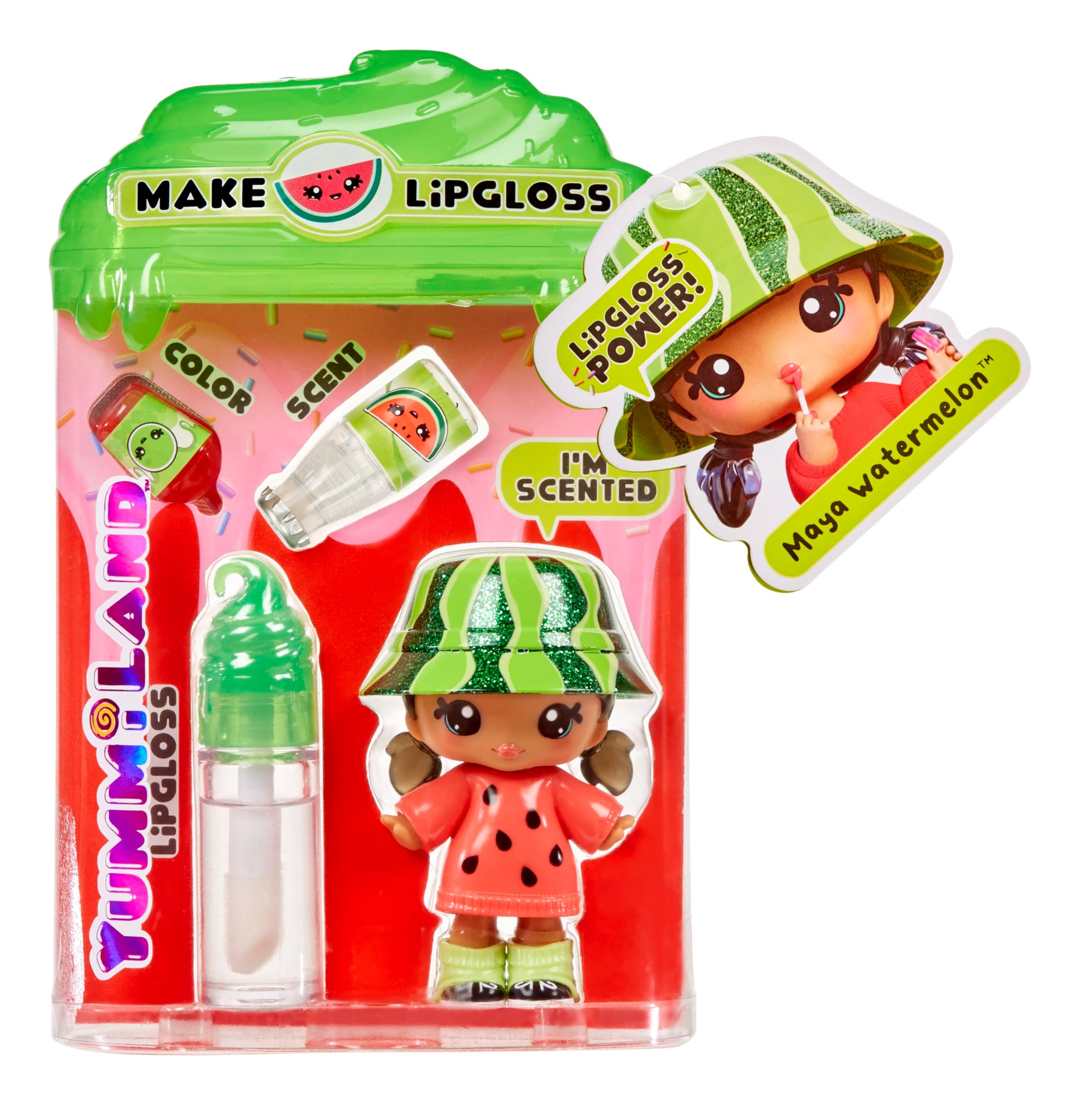Yummiland Lipgloss Doll- Maya Watermelon, Ages 4+