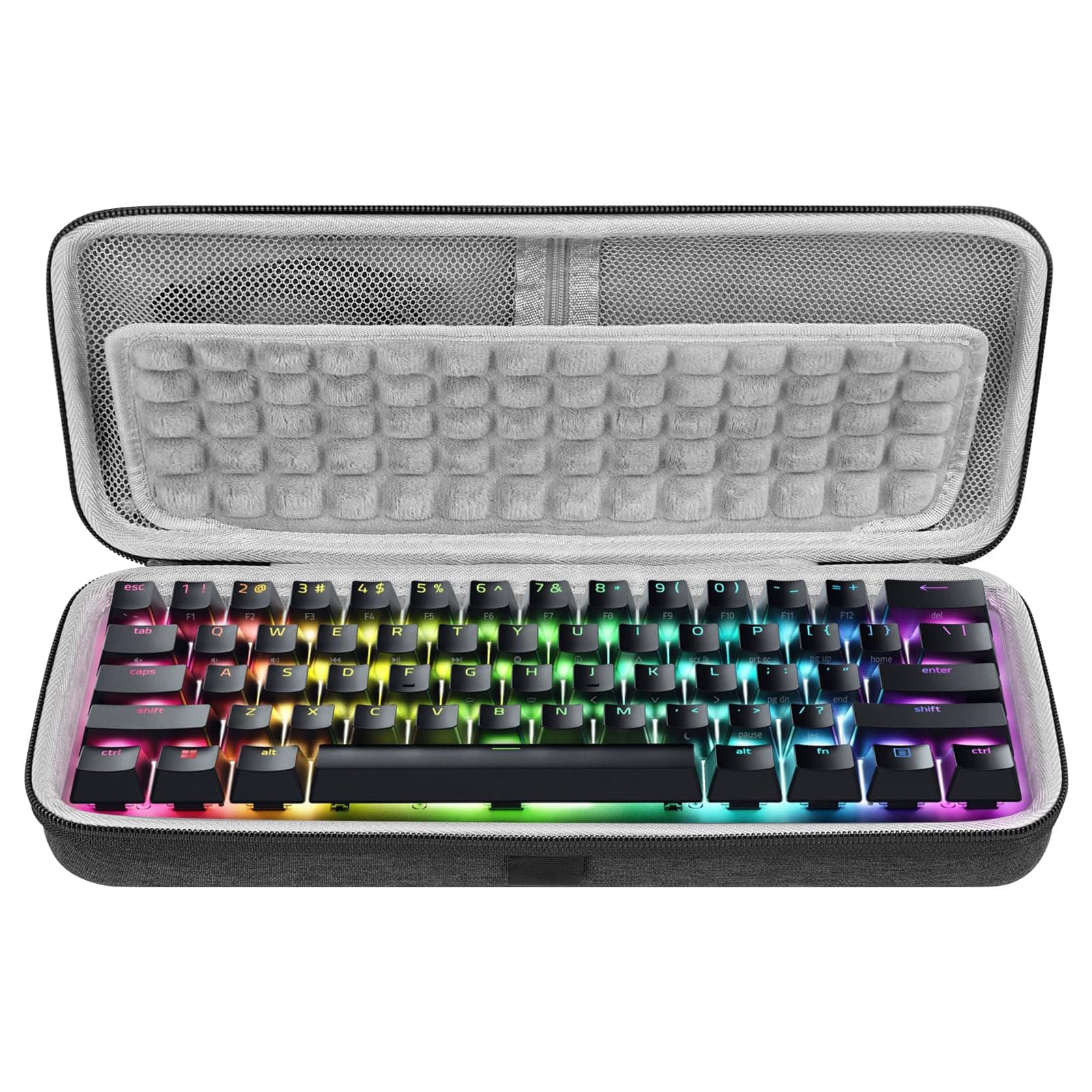 60% Compact Keyboard Case, Hard Shell Travel Carrying Bag for 61 Keys Computer Keyboard, Compatible with SteelSeries Apex Pro Mini, Razer Huntsman Mini, RK Royal KLUDGE RK61