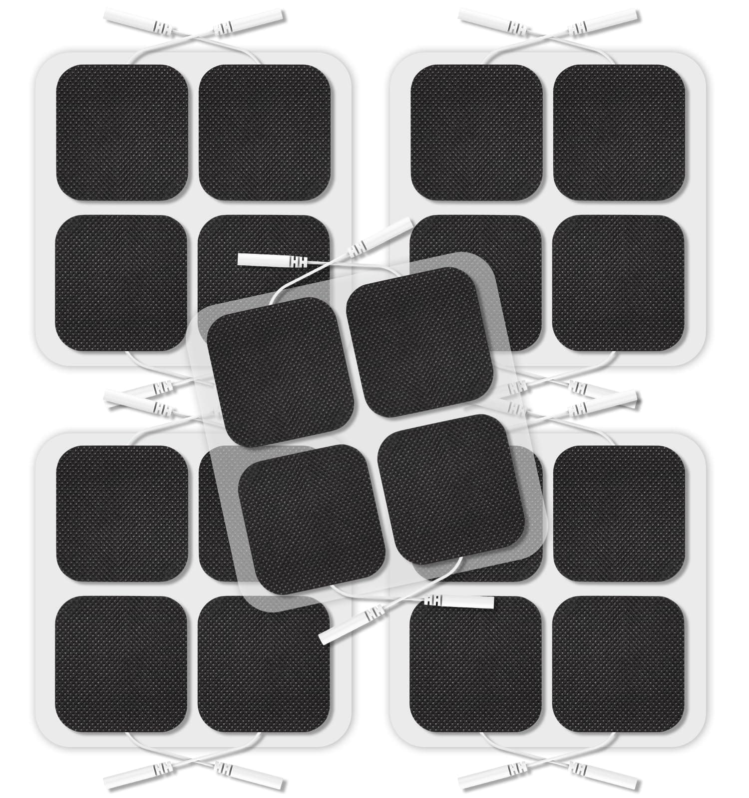 NURSAL TENS Unit Replacement Pads, TENS Unit Pads 2x2”20 Pcs Reusable Self-Adhesive Electrodes Pads, Compatible with AUVON TENS 7000 TENS Pads Replacement Muscle Stimultaion Machine (Black)
