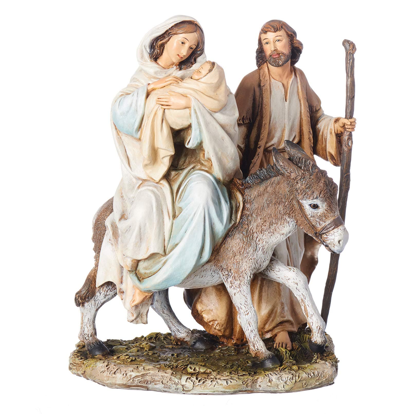 Joseph's Studio by Roman - Flight into Egypt Figure on Base, Life of Christ, Renaissance Collection, 8.25" H, Resin and Stone, Religious Gift, Decoration, Collection, Durable, Long Lasting