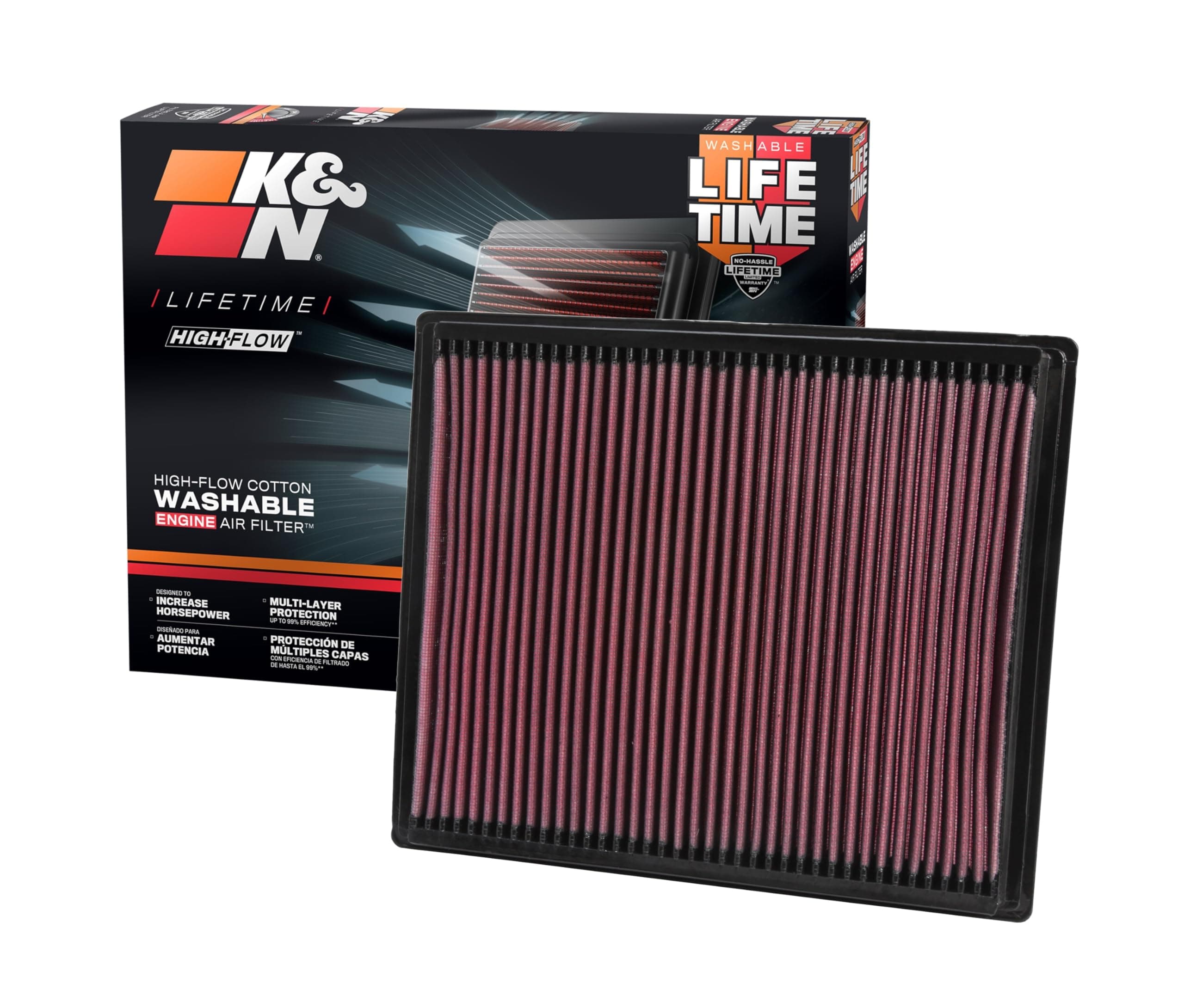 K&N Engine Air Filter: High Performance, Washable, Replacement Filter: Compatible 2004-2019 Nissan/Infiniti (Frontier, Titan, Pathfinder, Xterra, Armada, Equator, NV1500, 2500, 3500, QX56), 33-2286