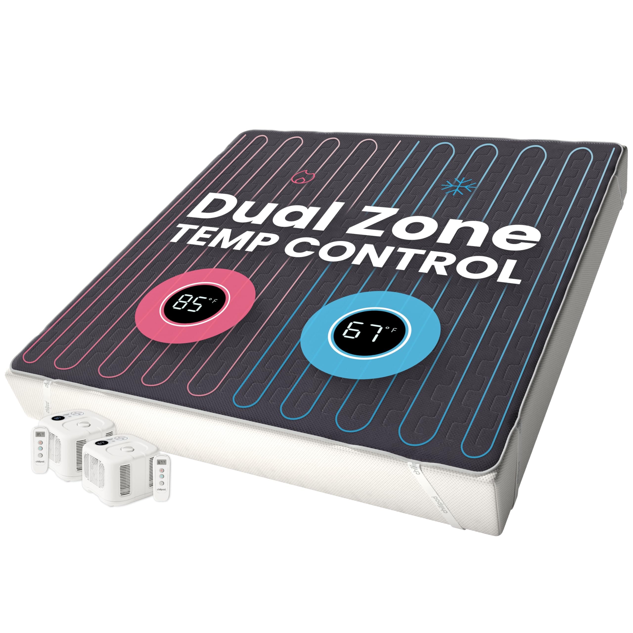 Chilipad Cube Bed Cooling System - Cooling & Heating Mattress Topper, Dual Zone Bed Temperature, Cool Sleep Enhancement, Temp Range of 60-115°F, WE Cal King Bedsize (72" W x 84" L), Model: CP516