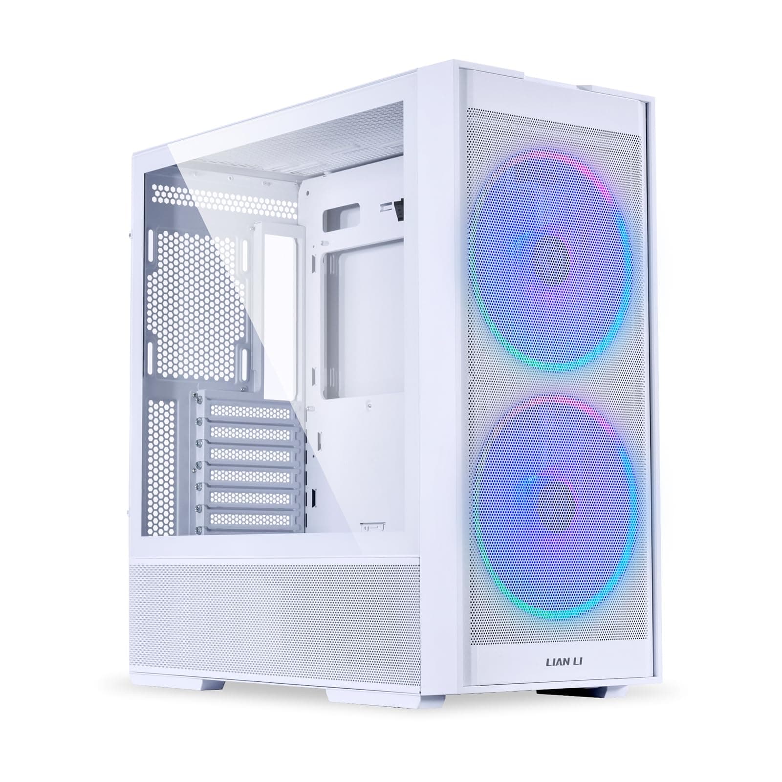 LANCOOL 206 ATX PC Case, RGB Gaming Computer Case, Airflow Optimized Mesh Panels Mid-Tower Chassis w/ 2x160mm ARGB PWM Fans Pre-Installed, USB Type-C Port, Tempered Glass Side Panel (White)