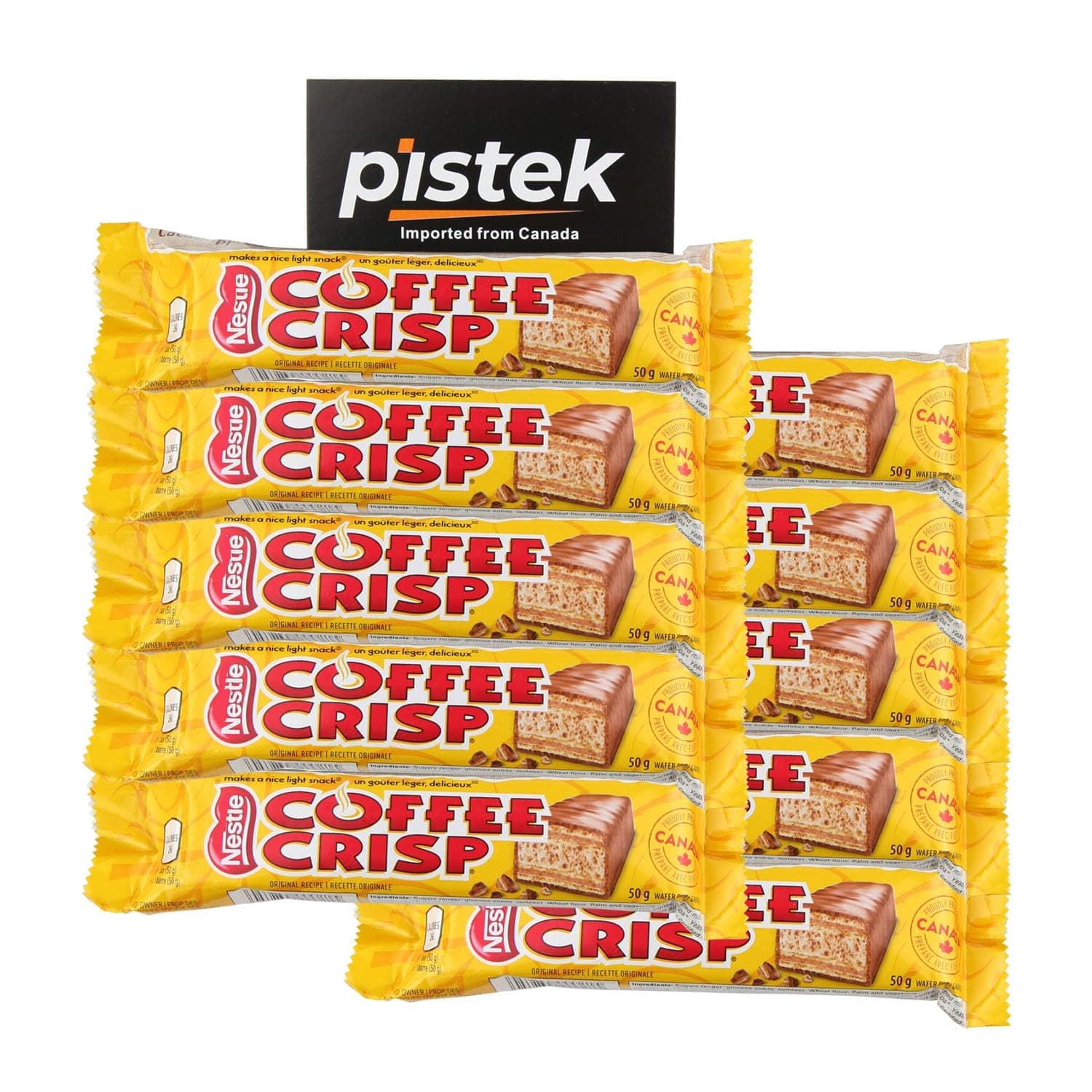 Coffee Crisp Chocolate Candy Bars, Full Size 50g/1.76oz, Shipped from Canada (10 bars)