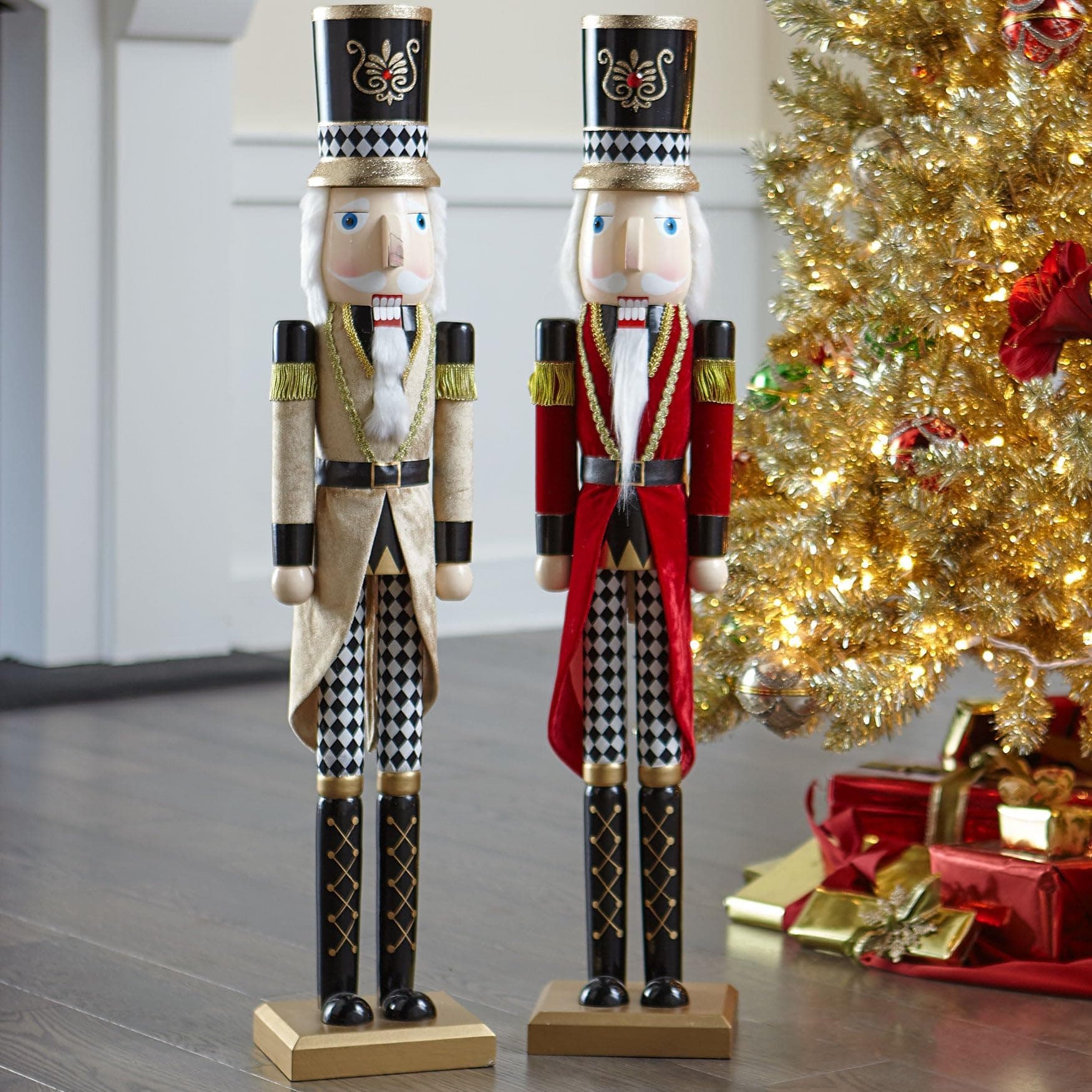 BrylaneHome 36" H Wooden Nutcracker - Gold