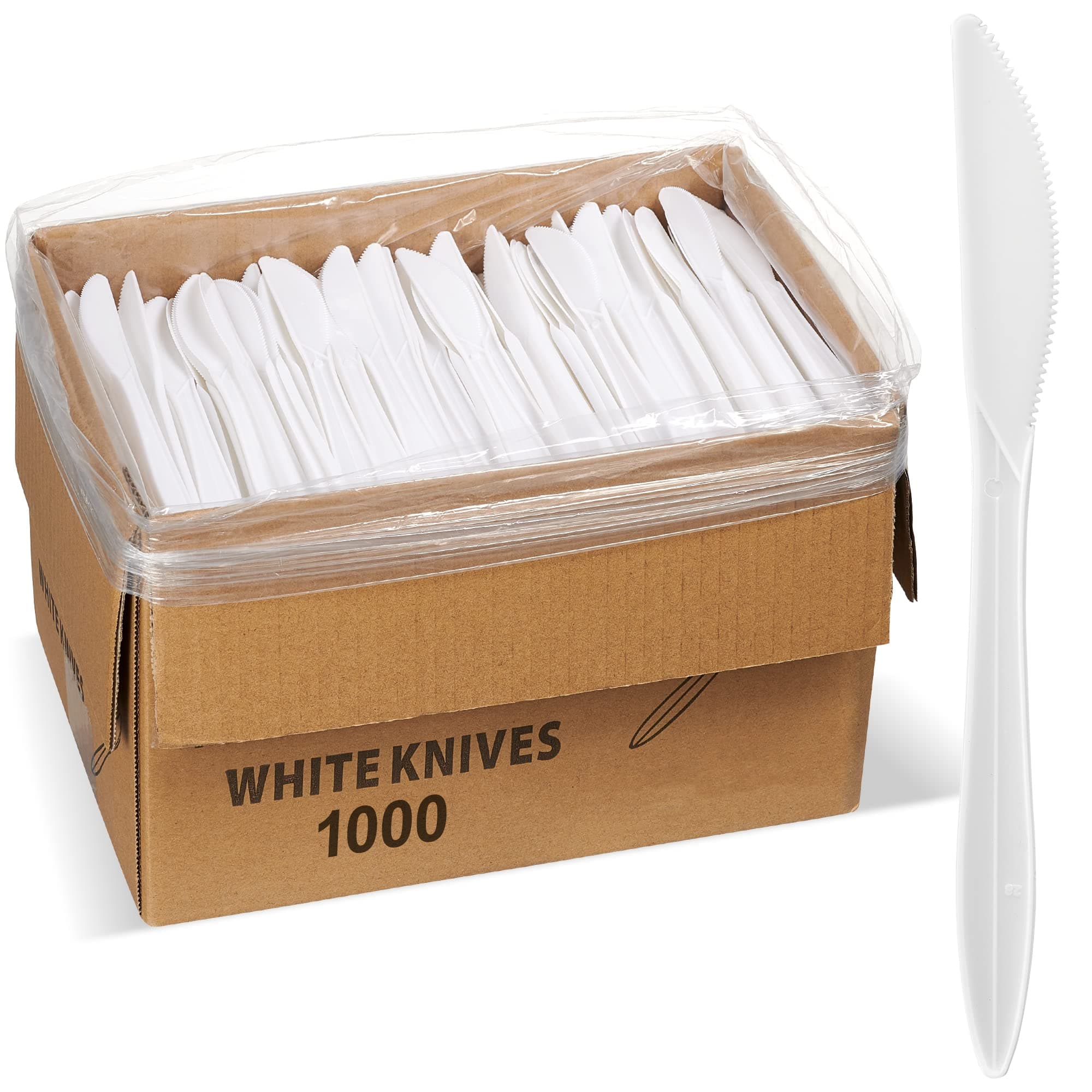 1,000 Plastic Knives Bulk Black Medium Weight Silverware Plastic Cutlery Knife