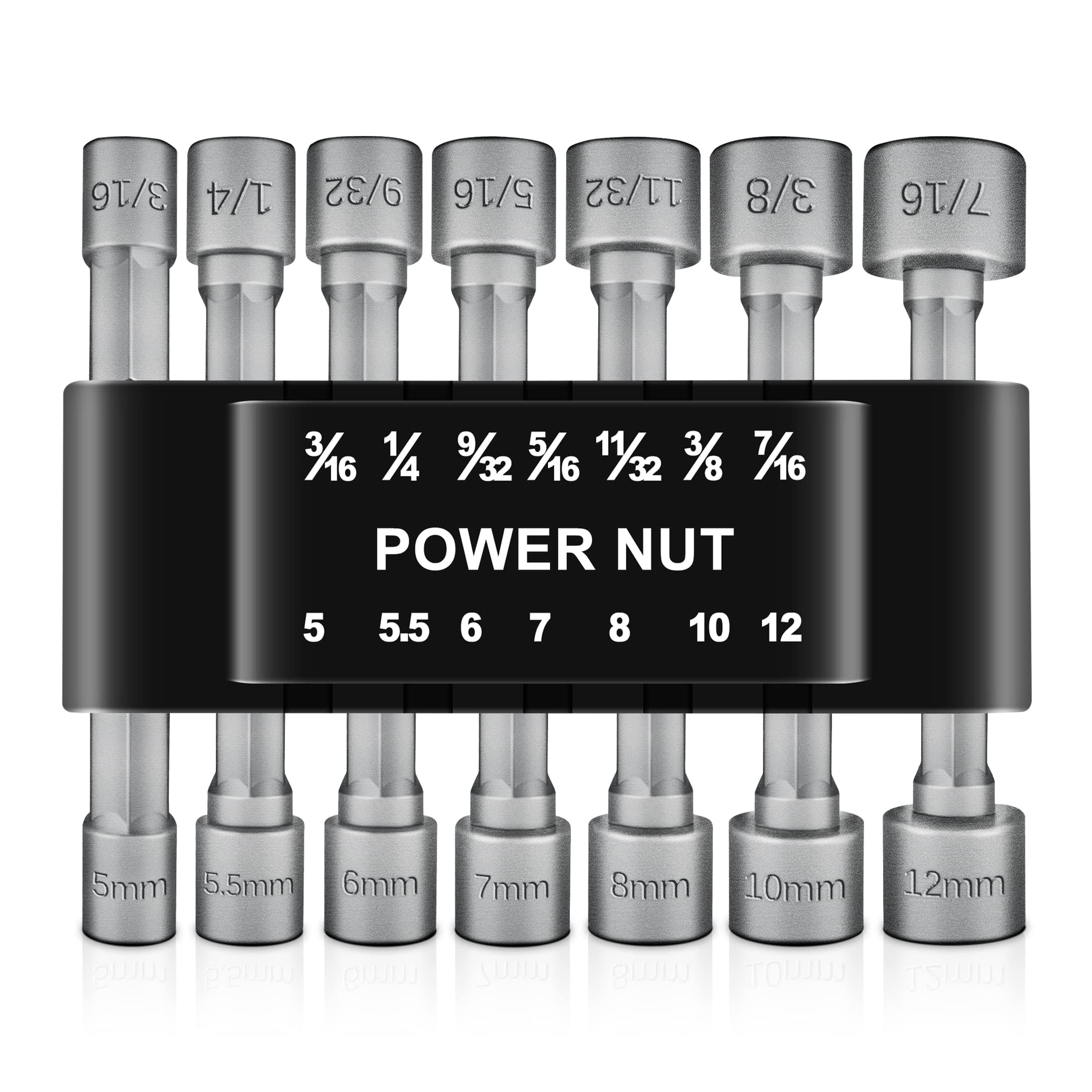 BOEN 14 Piece Power Nuts Driver Drill Bit Tools Set, 1/4 inch Driver Hex Metric & SAE Socket Wrench Screw for Power Tools