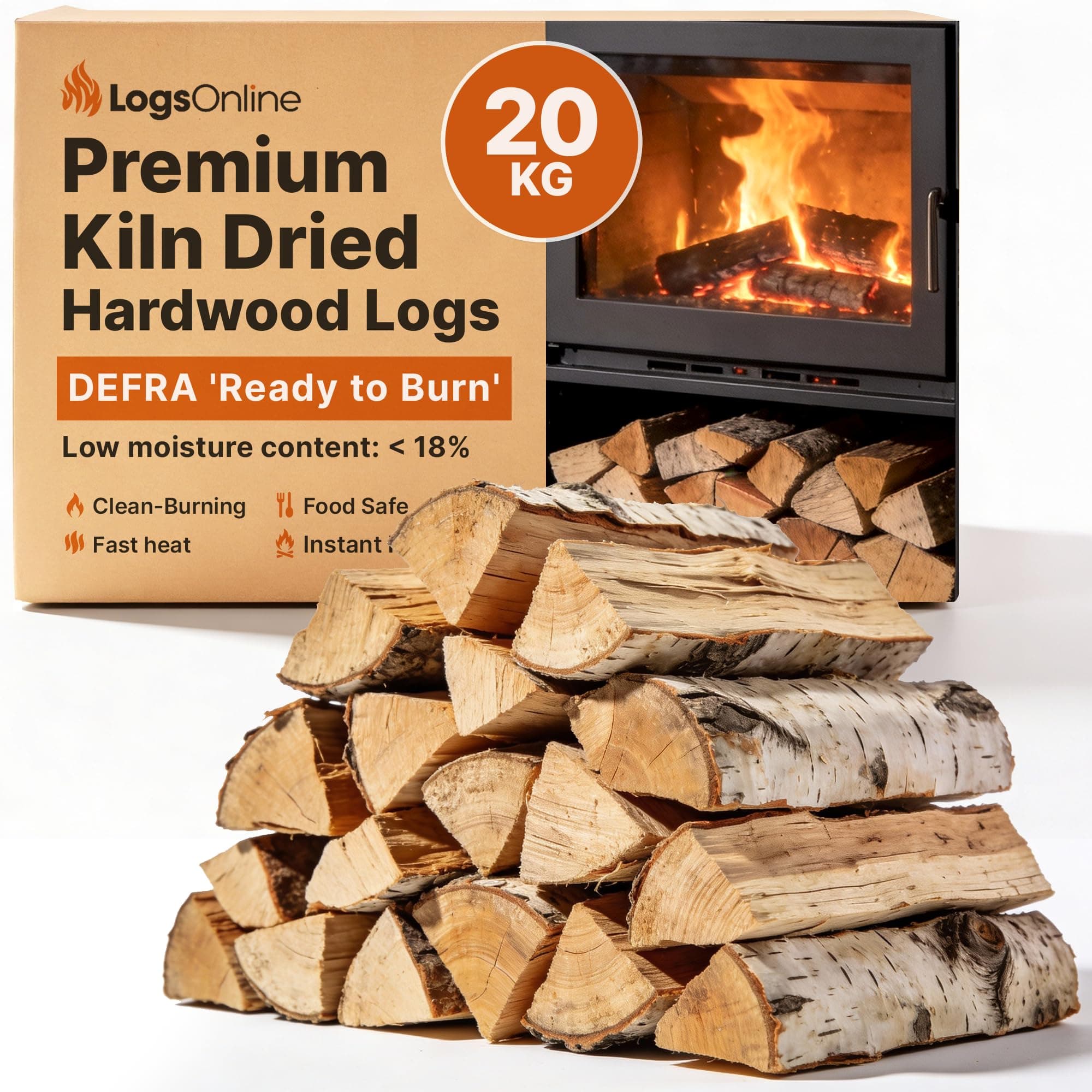 Logs for fire pit, 20kg/ 50L Litre Boxed Firewood For Pizza Ovens, Chiminea, ...