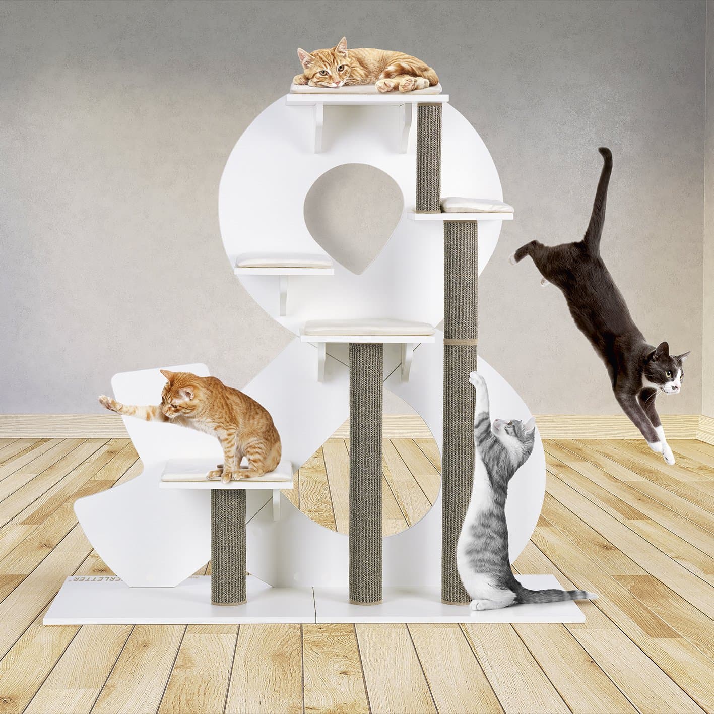 'Climbing Letter 03471 Cat Scratching Post & (Design Large Cat Tree Scratching Post Sisal Scratching Mat Rug Roll with Space for Large Cats and Small Cats Soft Cushion