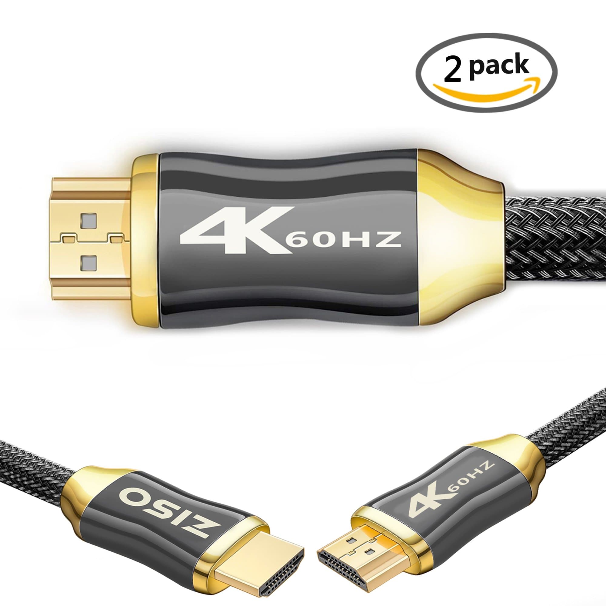 4K HDMI Cable 3 ft - - HDMI 2.0 (4K @ 60Hz) Ready -High Speed 18Gbps - 4K HDR, 3D, 2160P, 1080P, Ethernet - 28AWG Braided HDMI Cord - Audio Return(ARC) Compatible UHD TV, Blu-Ray and More(3FT 2 Pack