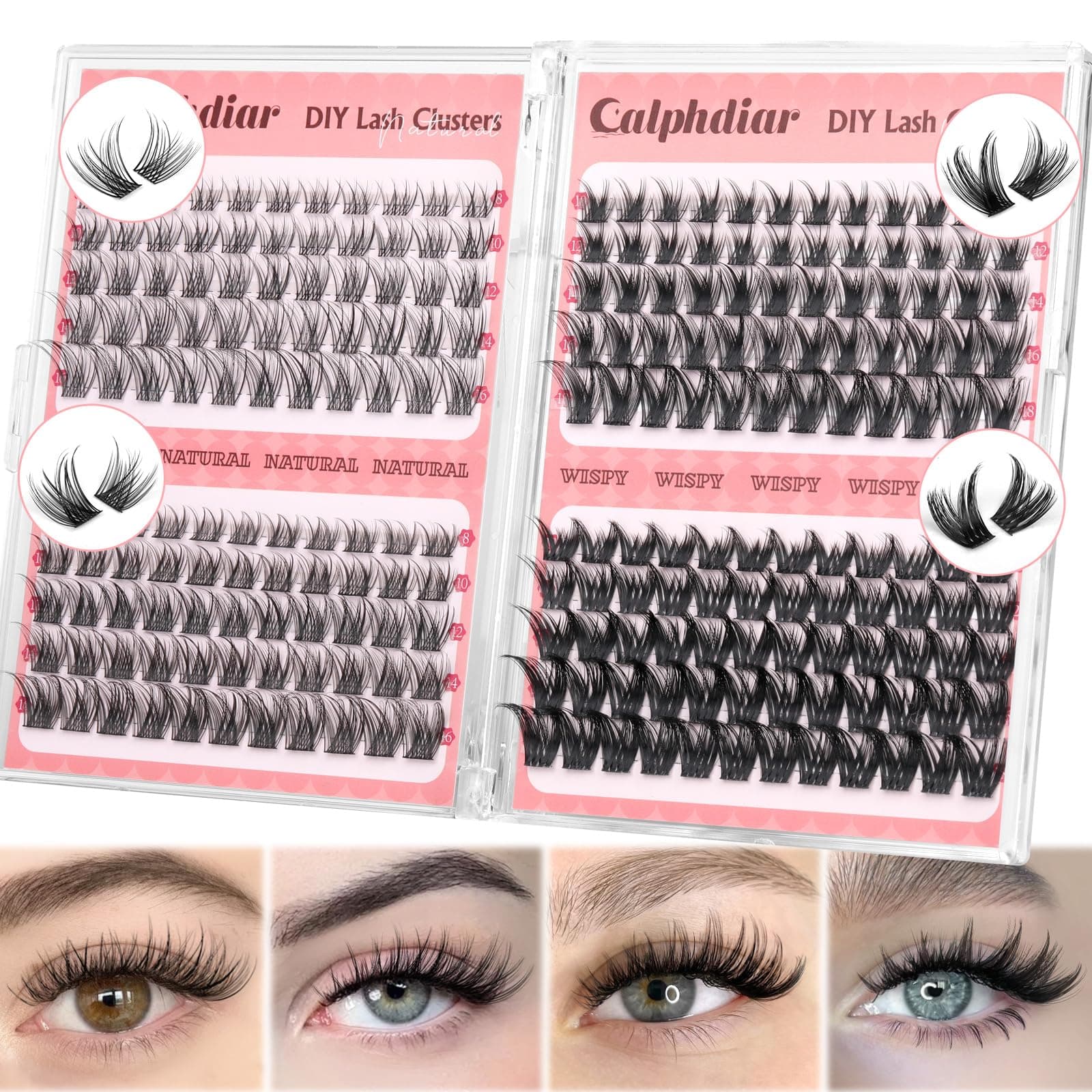 Wispy Lash Clusters Natural Eyelash Clusters 230pcs Cluster Eyelash Extensions 4 Styles Individual Lashes 10-18mm Eyelashes DIY Lash Extension Natural Look Lash Cluster Wispy by calphdiar
