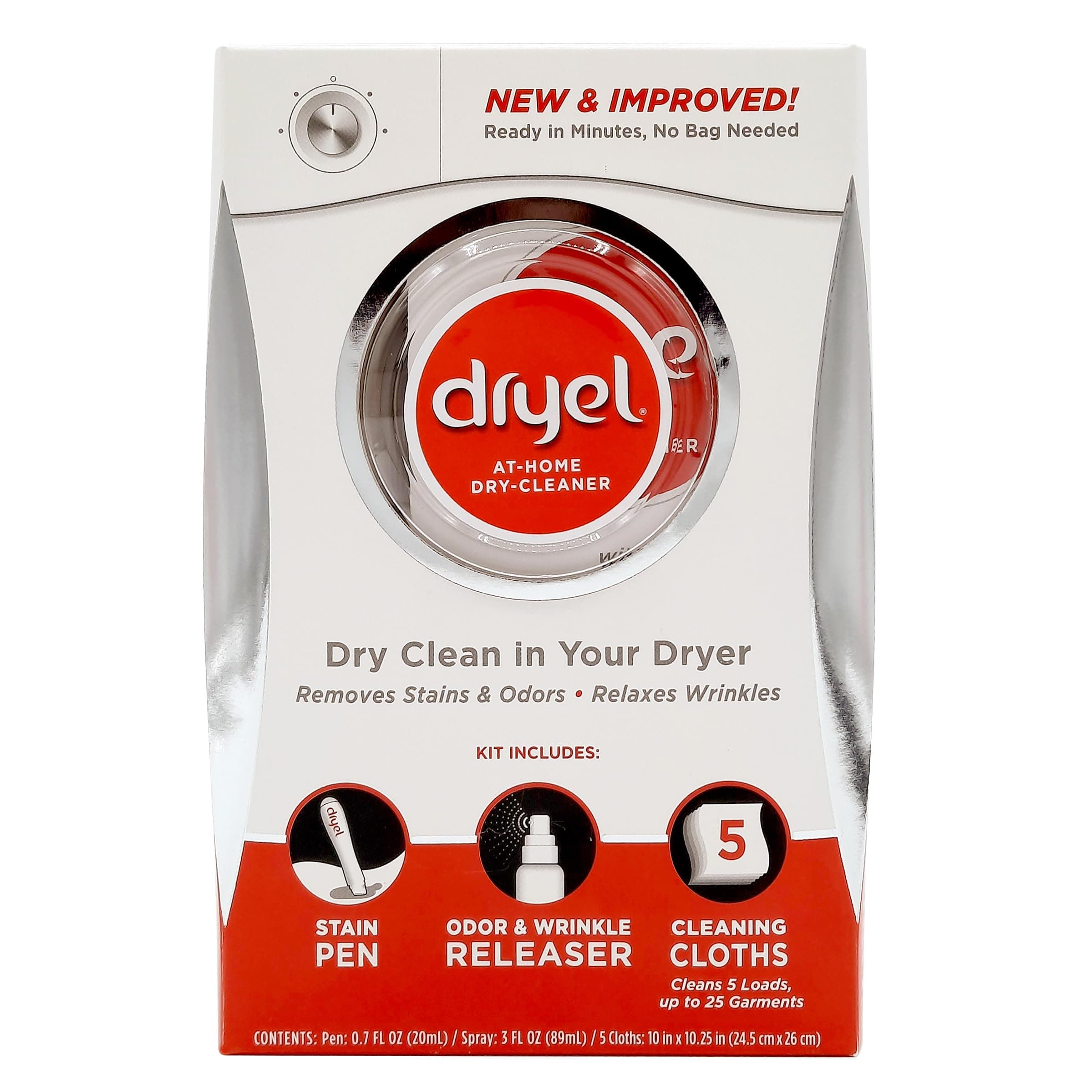 dryel At-Home Dry Cleaner Kit, New and Improved Formula with Rapid Refresh Technology, Gentle Laundry Care for Special Fabrics and Dry-Clean-Only Clothes, 5 Loads