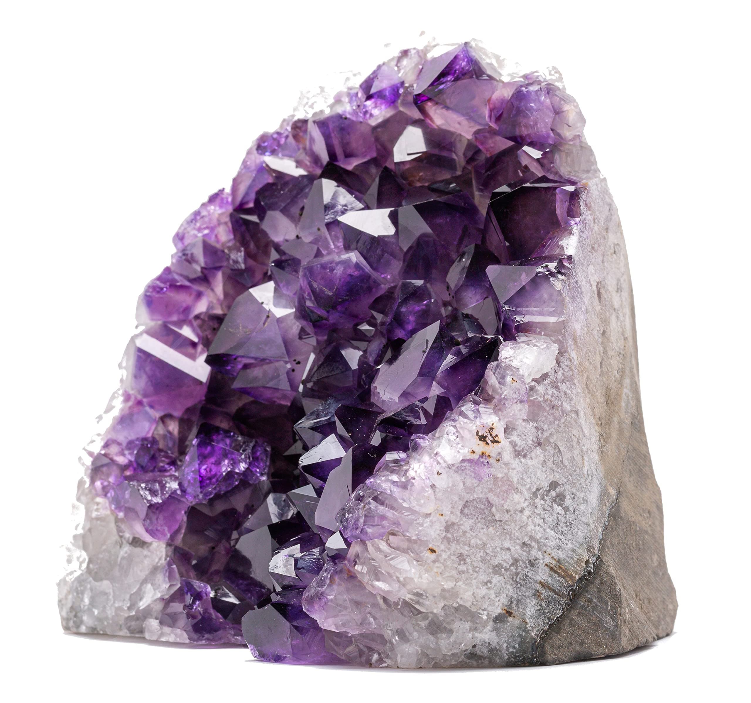 Natural Amethyst Cluster (1.5–2 lb) – 4–6” Raw Amethyst Geode from Uruguay – Deep Purple Crystal