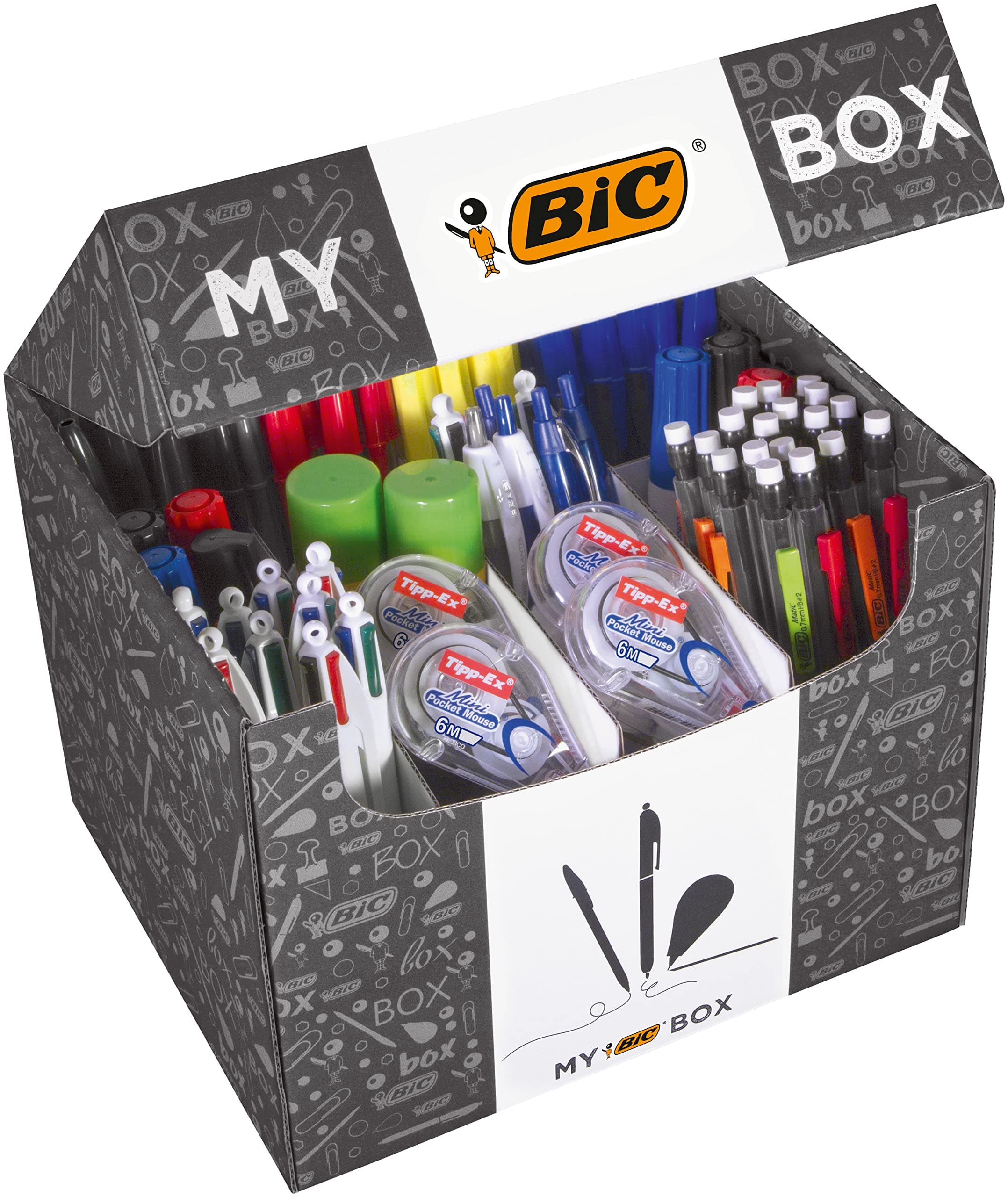 Bic Box Gift Set and Variety Pack, Bic Stationery Products ideal for Home, School or Office, Set of 124