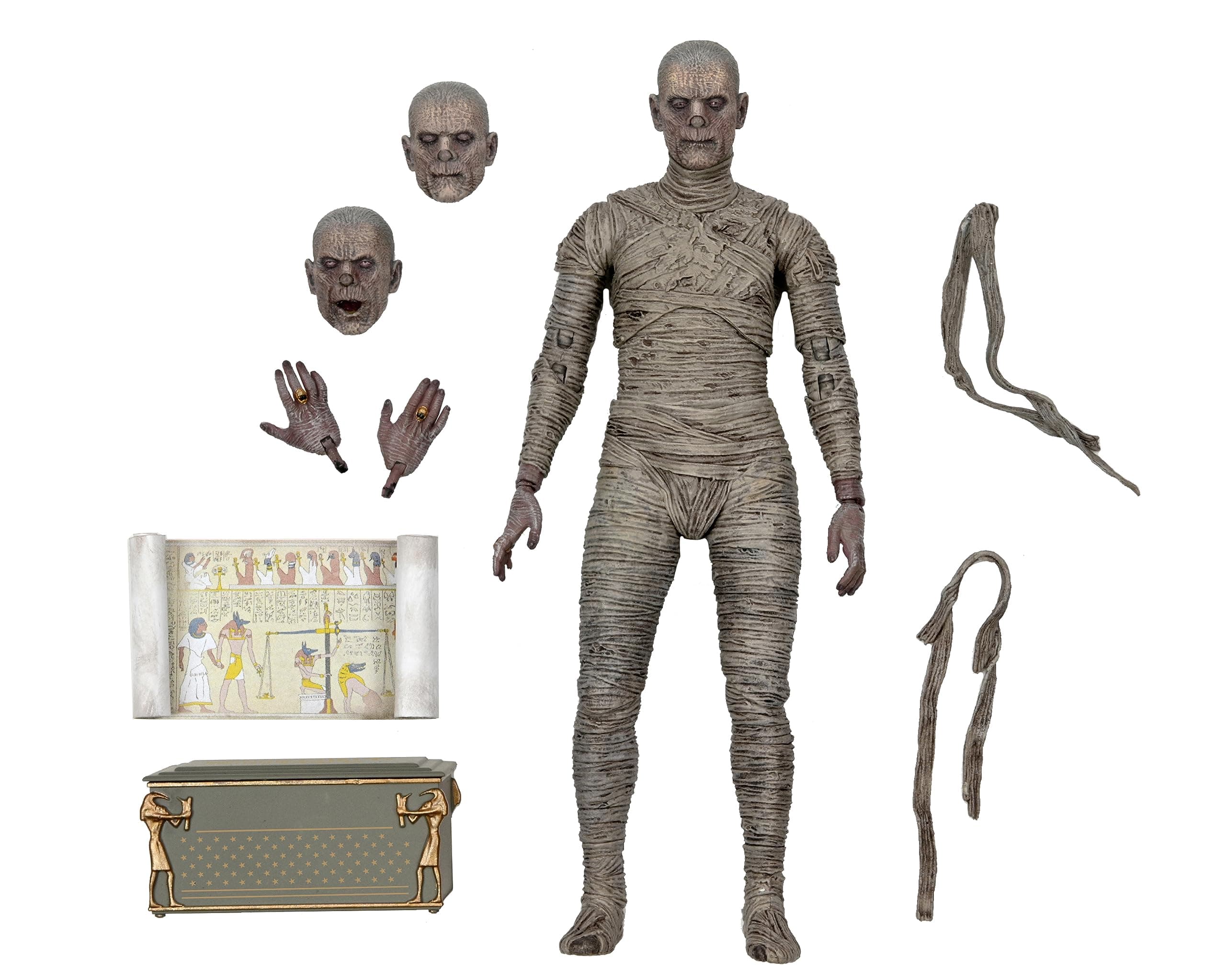 NECA Official Universal Monsters Mummy Ultimate 7" Action Figure, Black & White