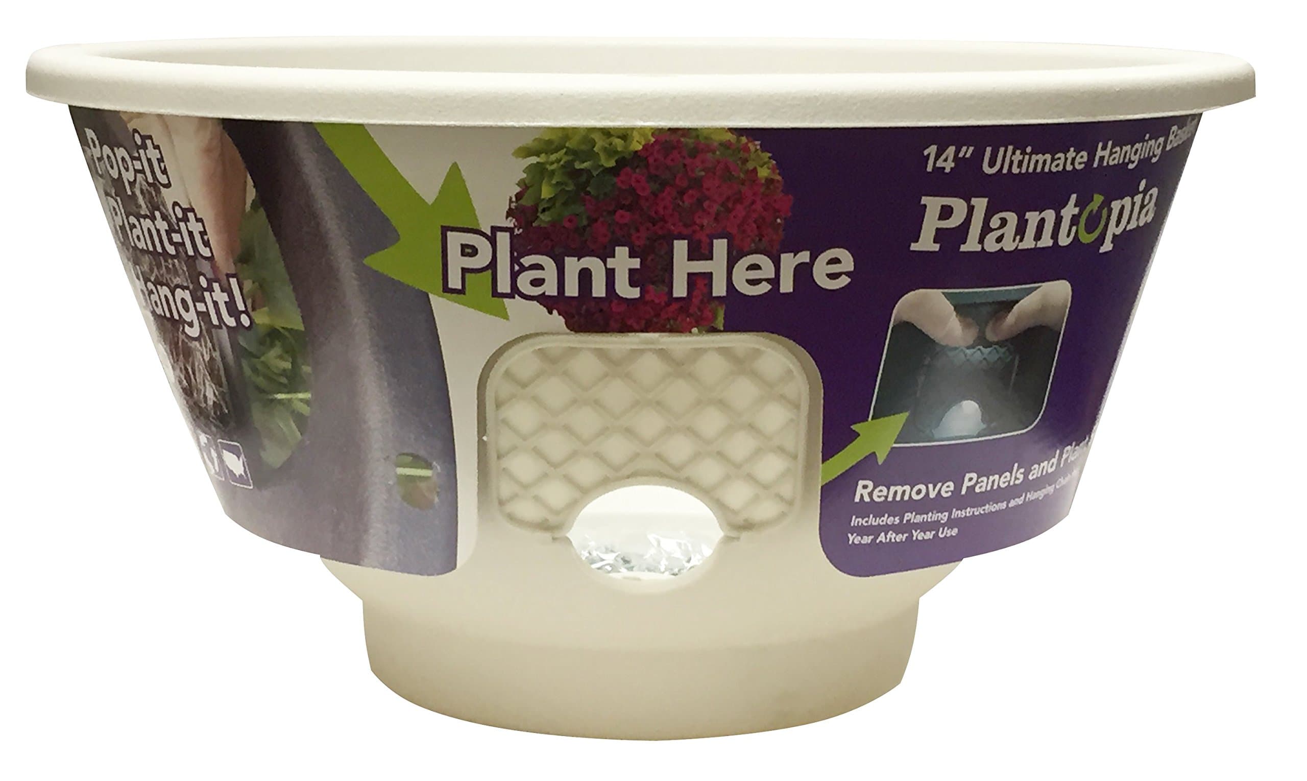 Plantopia 14 Inch Diameter Stone Plastic Multi-Plant Decorative Hanging Flower Pot / Basket