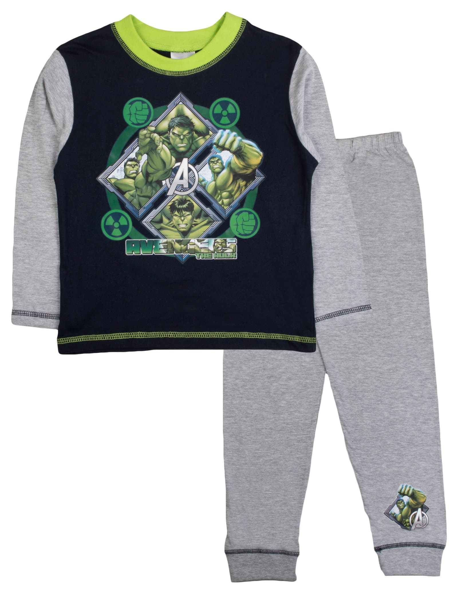 Marvel The Incredible Hulk Pyjamas Boys Long Pyjamas Pjs Grey Sleeves 9-10