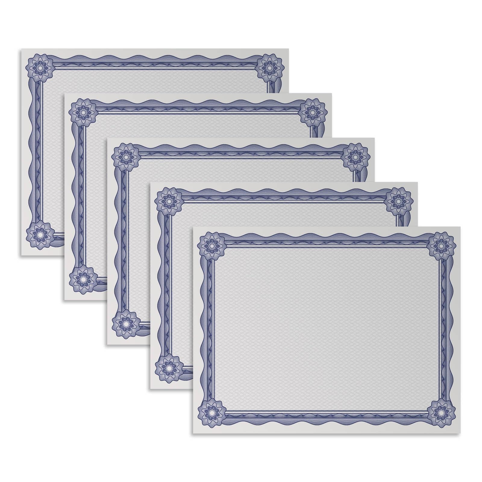 TEETOOKEA 50 Sheets Certificate Paper 8.5 x 11 for Printing, Customizable Blank Award Certificates, 140GSM Diploma Paper with Border for Graduation, Achievement Award, Recognition Document, Navy Blue