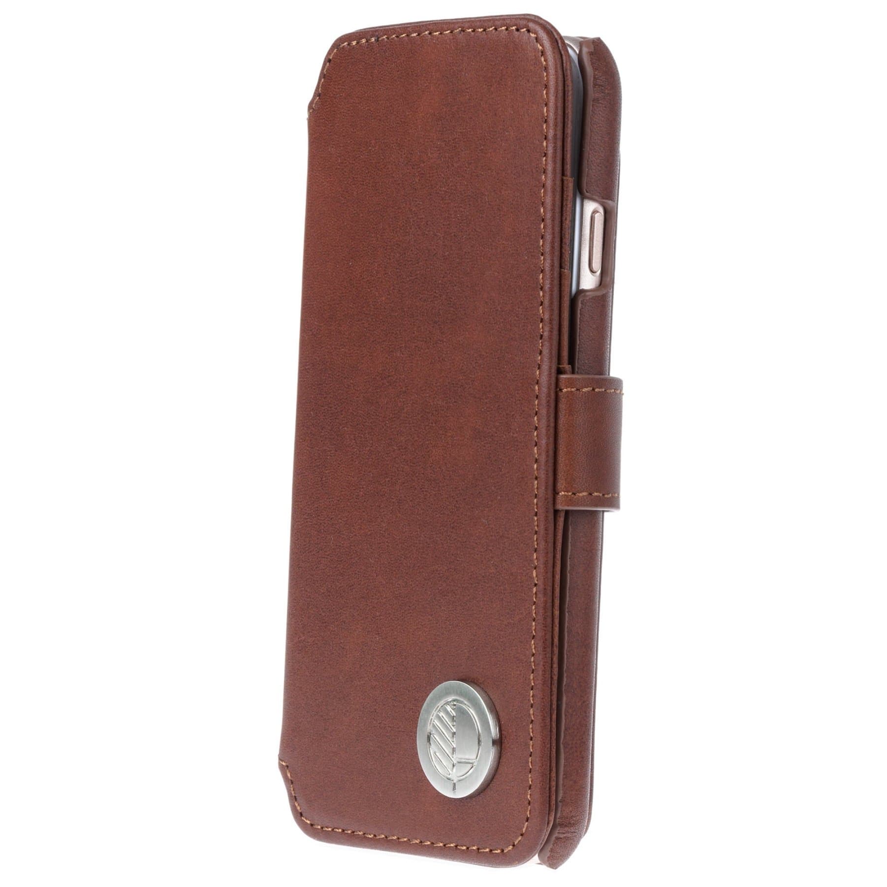 Drew Lennox Luxury iPhone 8 Wallet Case in gorgeous British Real Leather. Premium iPhone 8 Leather Wallet Case with 3 Card Holder Slots. Pocket. Stand Function. The “Answer Rich Brown