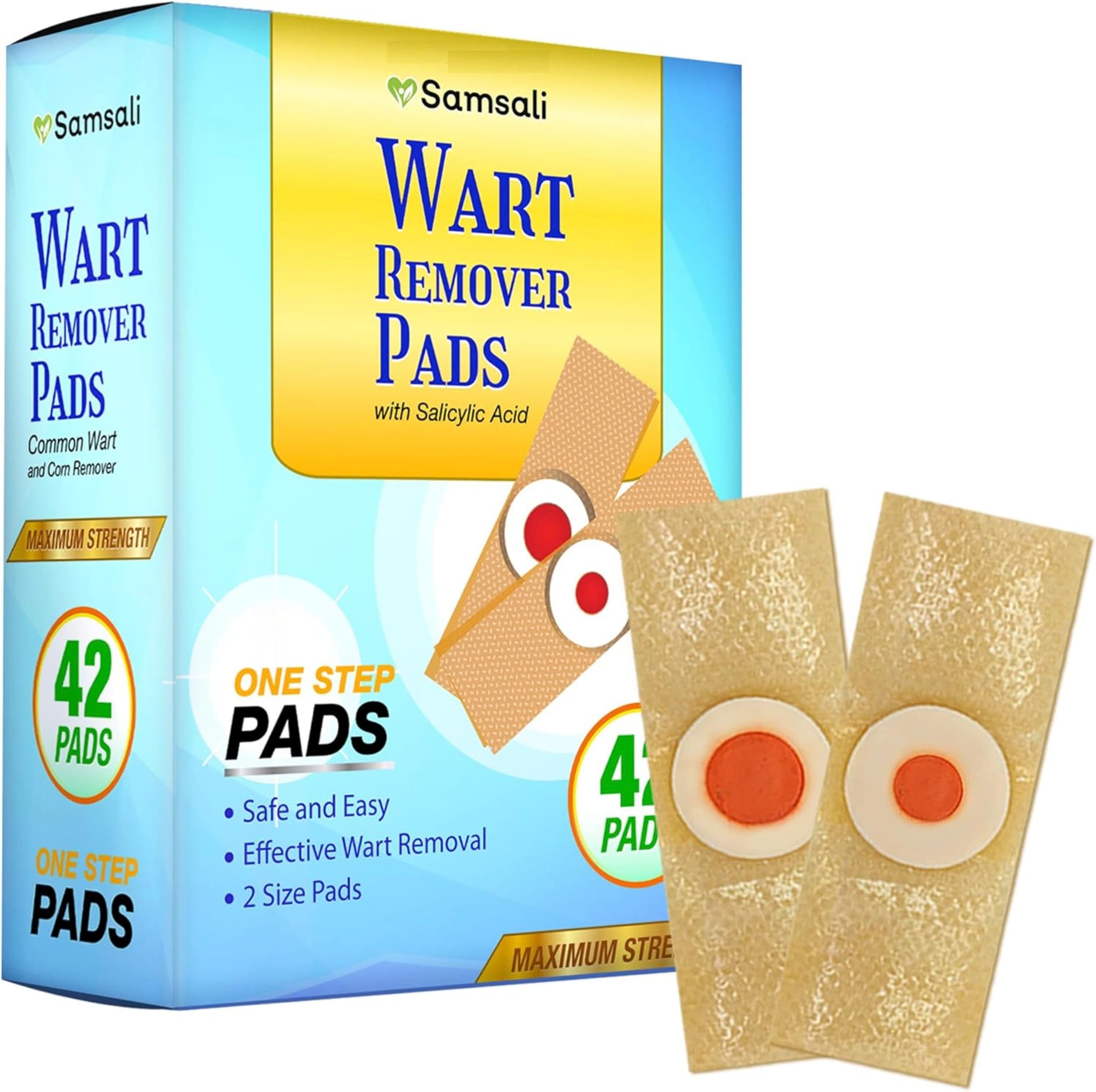 Wart Corn Remover Pads for Feet: 42 Pack 40% Salicylic Acid Extra Strength Bandages for Plantar Warts Corns Small Callus on Feet Hands Toes - Safe Effective Treatment for Adults Teens Blue (42 Pads)