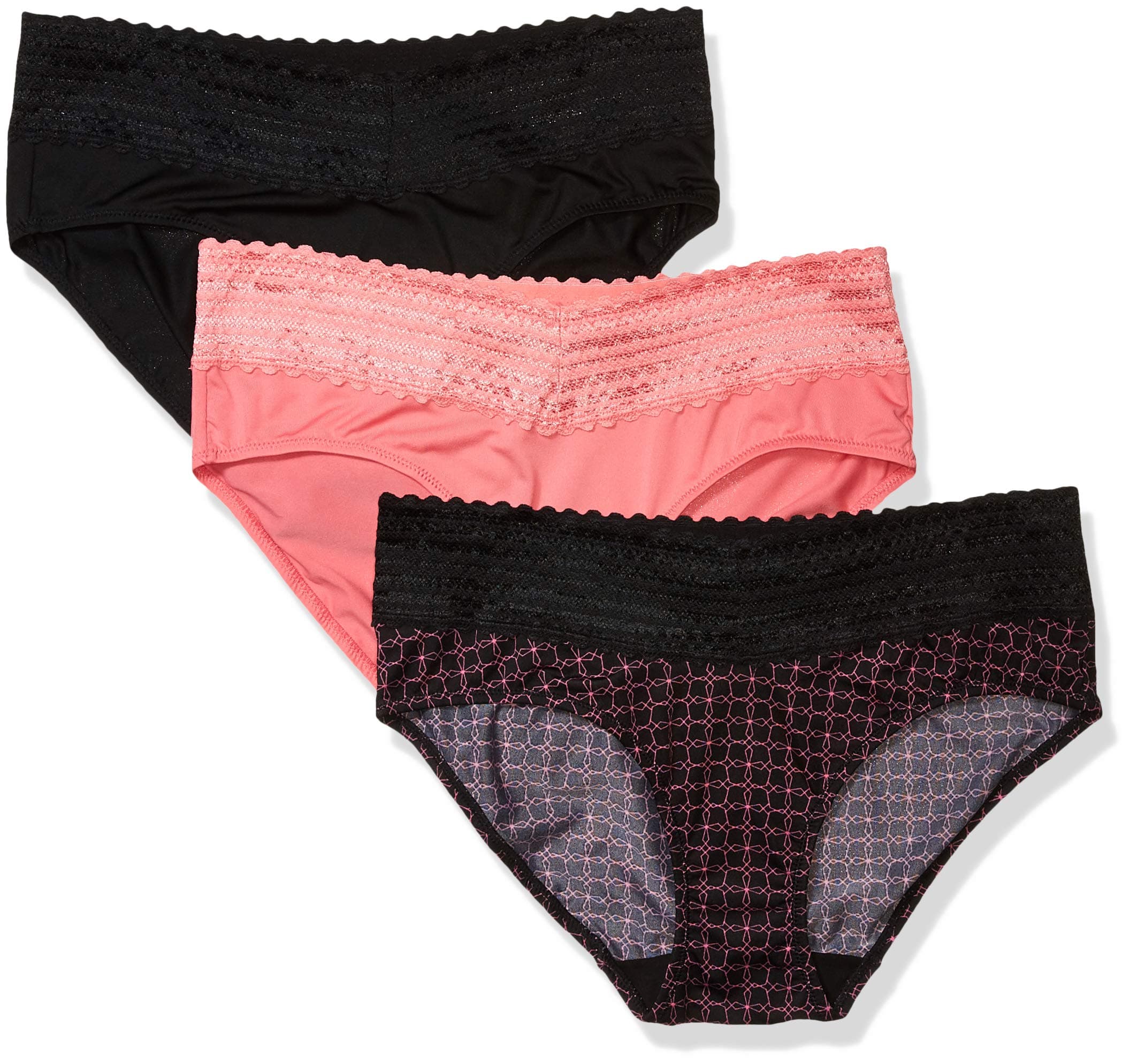 Warner's Women's No Pinching No Problems 3 Pack Micro Hipster with Lace Panties