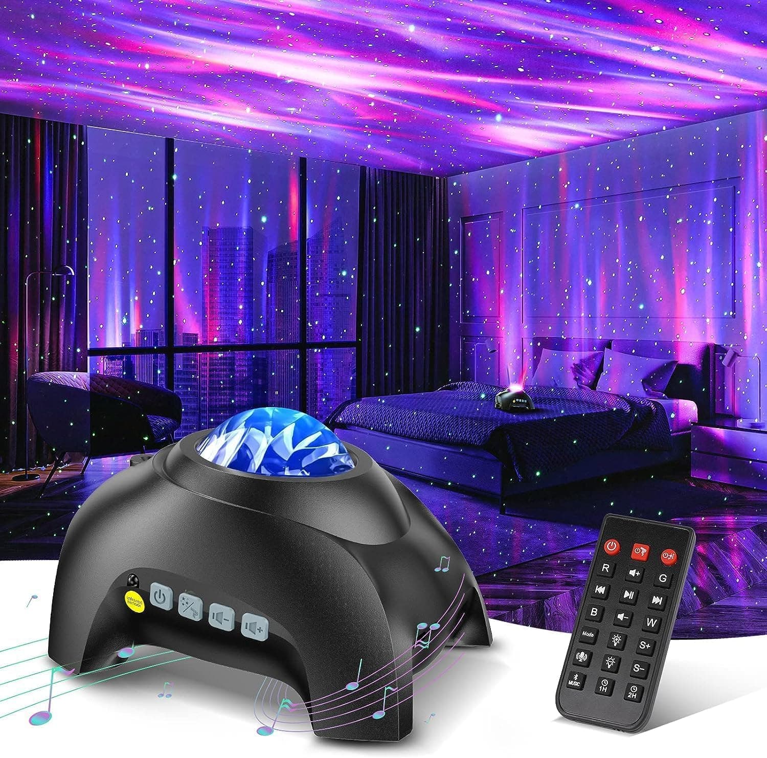 Galaxy Projector, Star Projector Night Light Projector with Speaker,Northern Lights Aurora Projector for Bedroom,Music Night Light for Room Decor, Home Theater, Ceiling, Gaming Room, Kids Adults Gift…