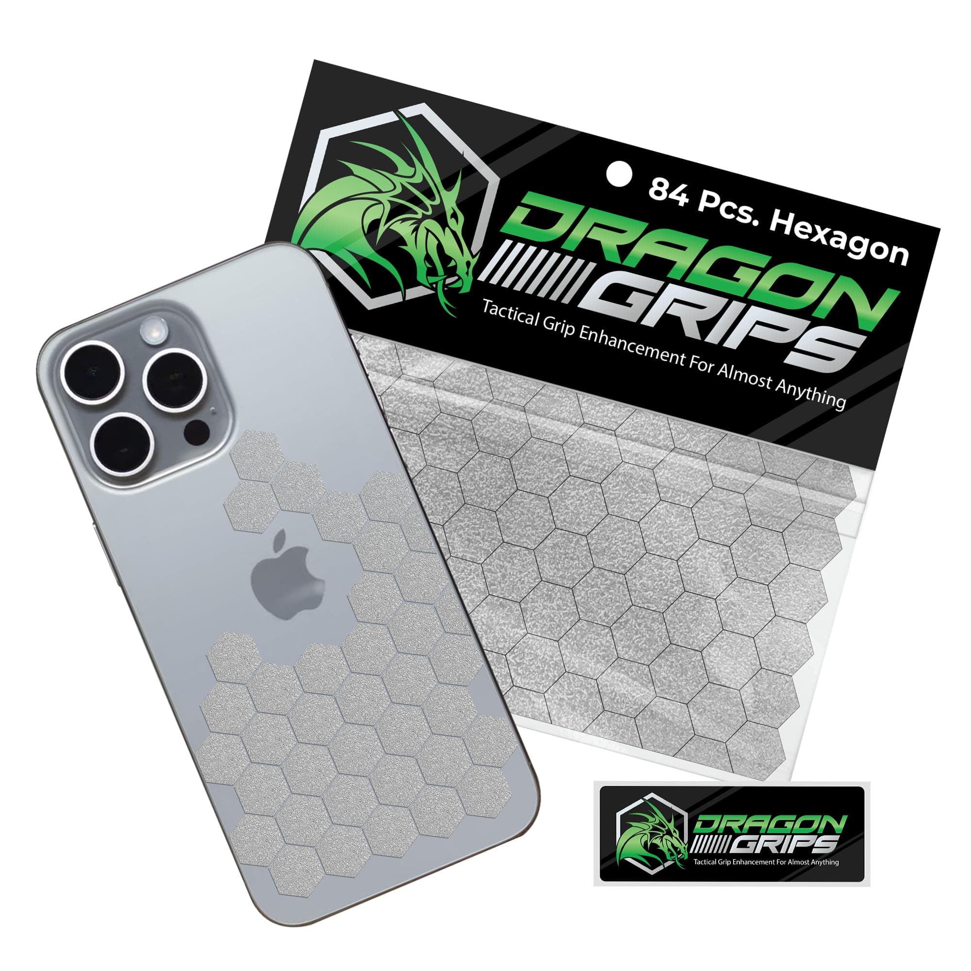 Clear Rubber Grip Tape - 84 Precut Hex Griptape Stickers (Pack of 1), Non-Slip Adhesive for Cell Phones, Controllers, Guns, and Mouse Grip Tape, Rubberized Durable Texture, Made in USA