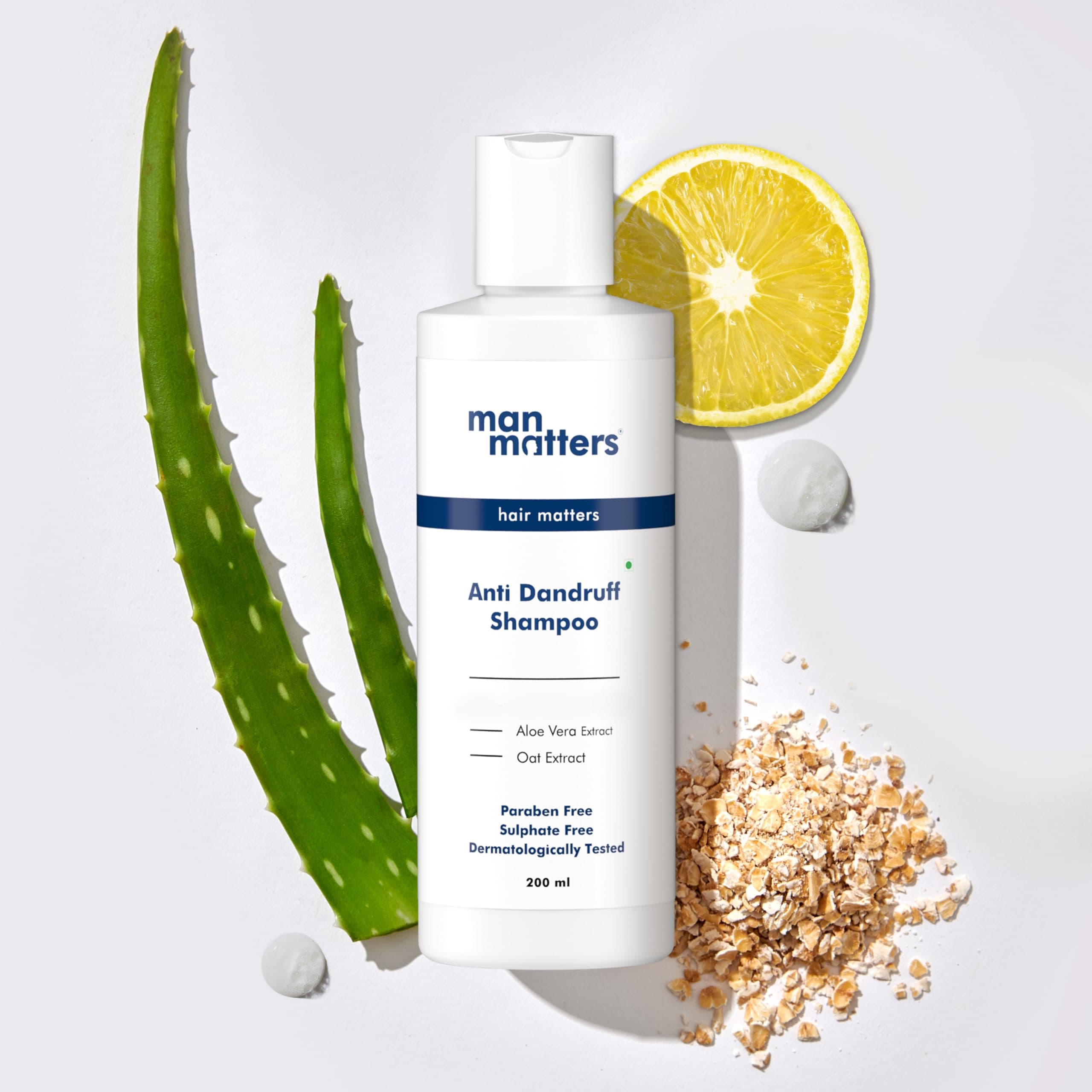 Man Matters Advanced Anti Dandruff Shampoo For Men | Aloe Vera and Vitamin B5 | 1% Ketoconazole | No Flaking, Itching & Dry Skin I Co-curated by Dermatologists I Sulfate Free | 200 ml