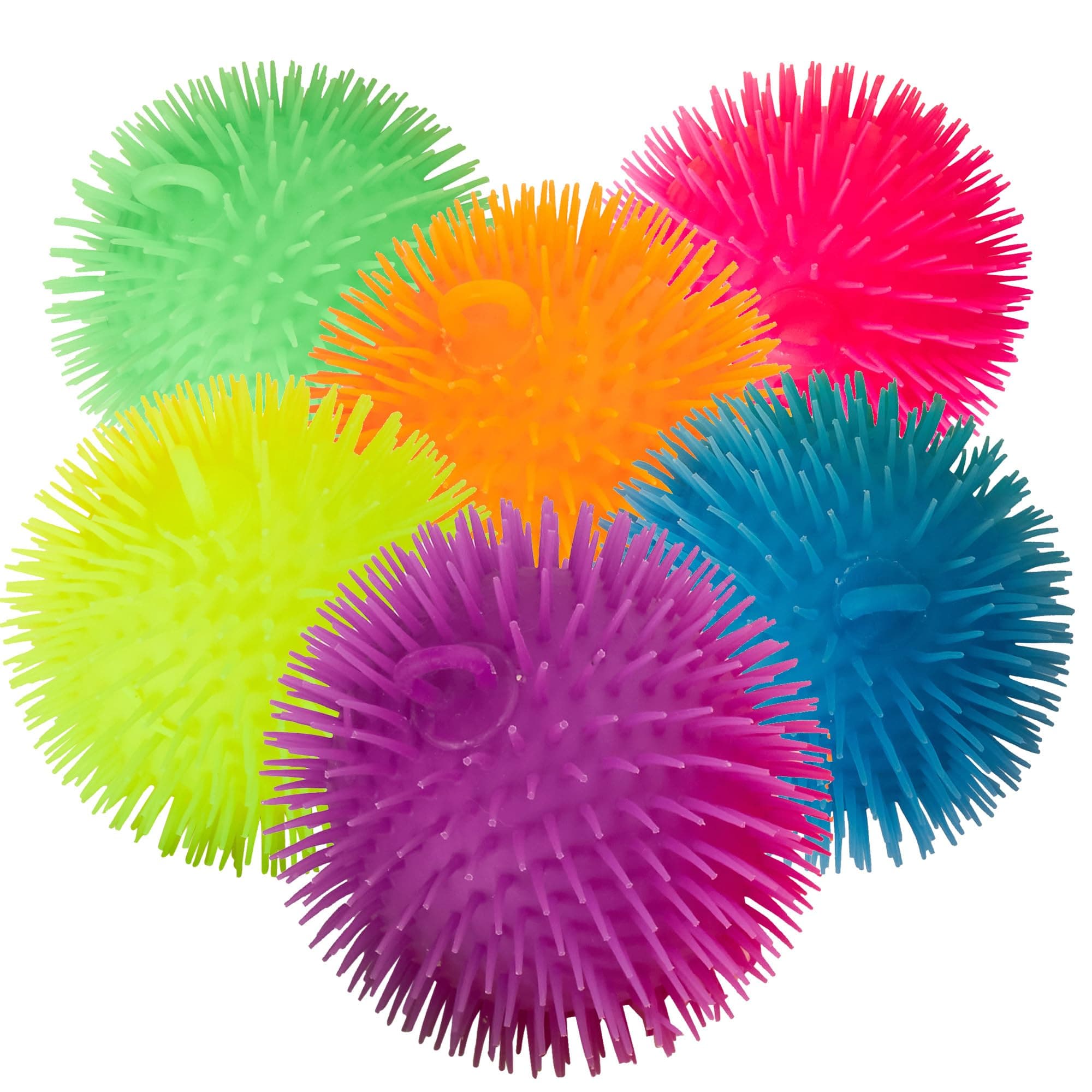 Playbees 6-Pack Spiky Balls - 5.5 Inch Sensory Stress Relief Toy - Assorted Colors - Kids & Adults - Party Favor