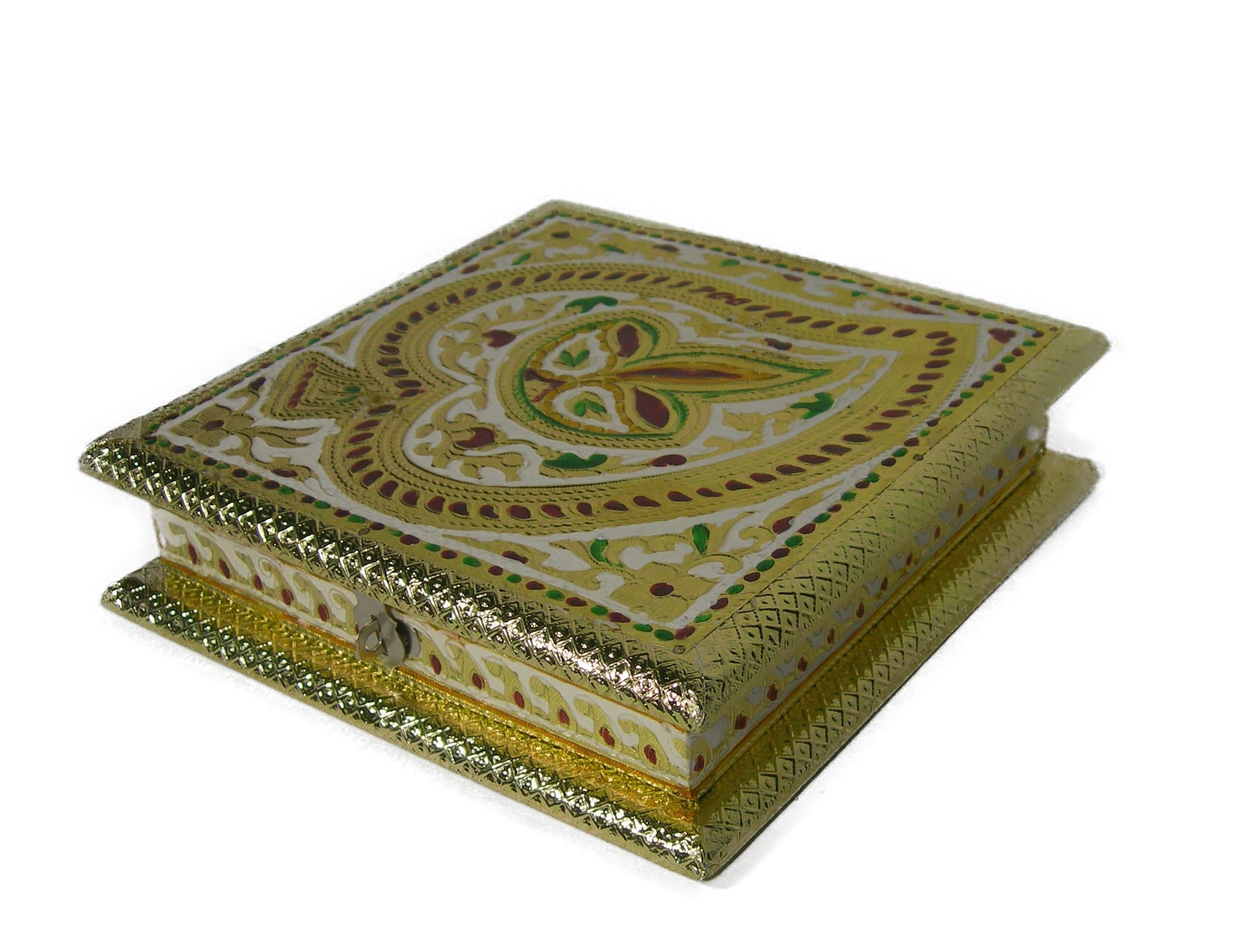 Maitri Creations Dry Fruit Box, Serving Tray, Decorative Platter, Beautiful Snack Box with Unique Meenakari Design from
