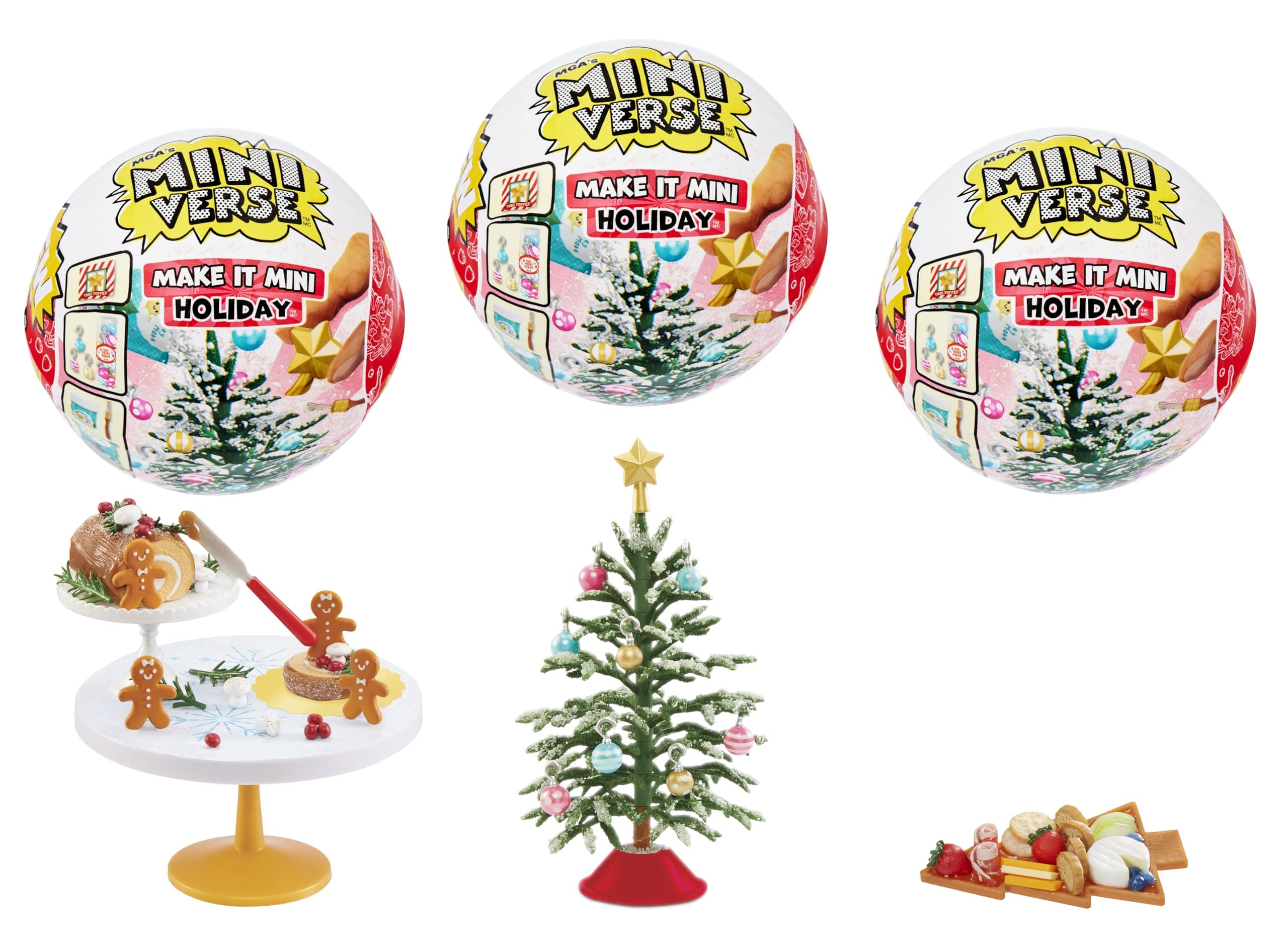 MGA's Miniverse Make It Mini Holiday 3 Pack Series Mini Collectibles - Seasonal, Blind Packaging, DIY, Resin Play, Replica Food, NOT Edible, Collectors, 8+