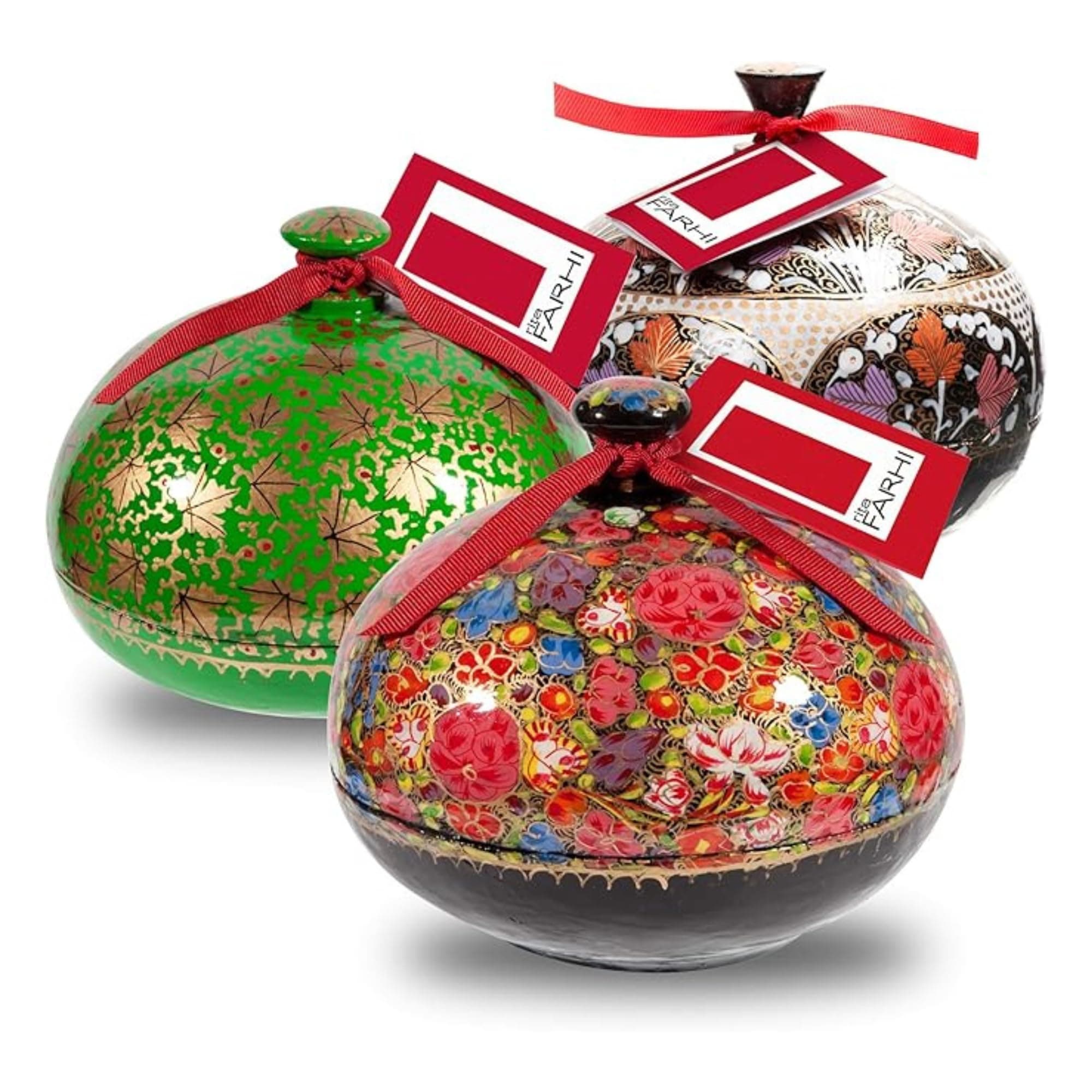 Rita Farhi Milk, Dark & White Chocolate Covered Almonds Handmade Bonbonnière 130g – Luxury Chocolate Gift Box, Palm Oil Free