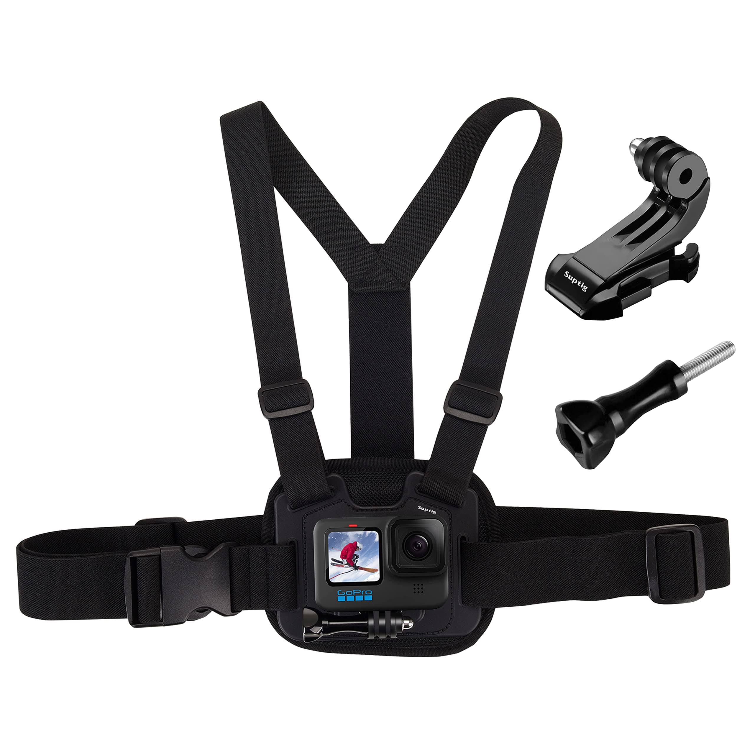 Chest Mount, Adjustable Chest Strap, Breathable Material for Gopro Hero 12 Hero 11 Hero 10 Hero 9 Hero 8 Hero 7 Hero 5 Hero 4 Hero 3, AKASO, DJI osmo and More Action Cameras (Black)