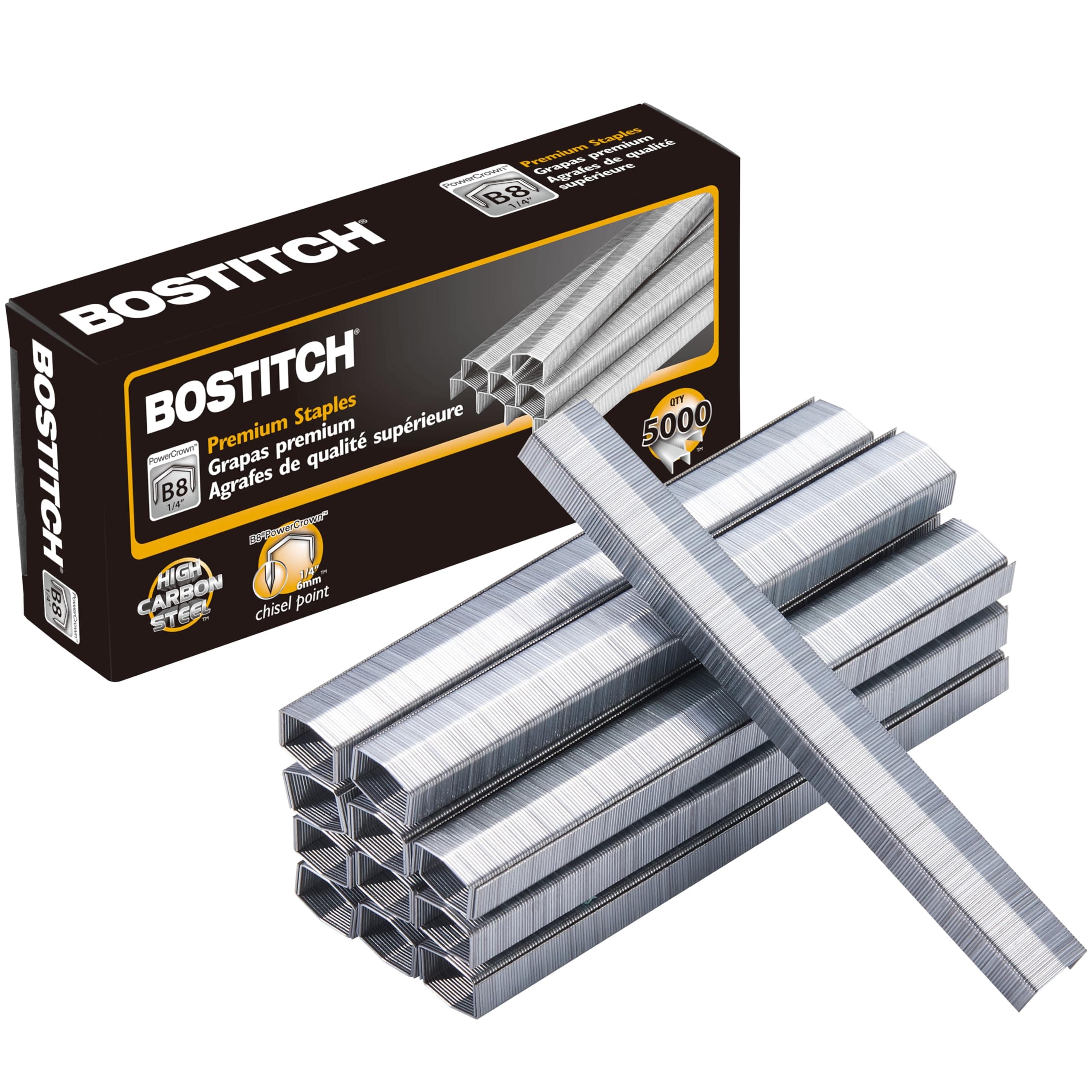 Bostitch Office B8 PowerCrown 0.25 Inch Staples, Pack of 5,000 Staples (STCRP21151/4)