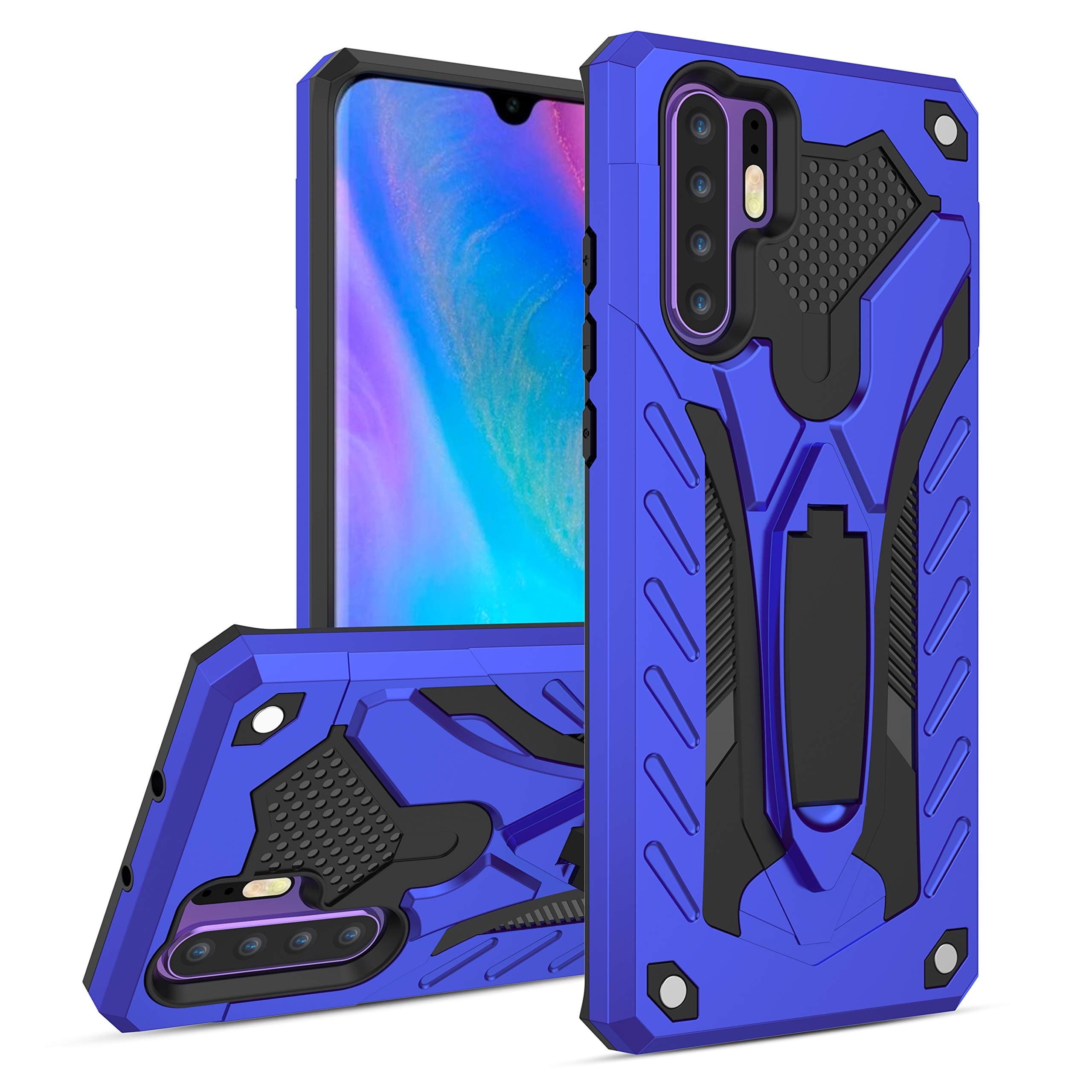 MILAN NICE Phone Case for Huawei P30 Pro Heavy Duty Protective Hard Cover Shockproof Certified with Drop Tested with Smartphone Kickstand (Blue)