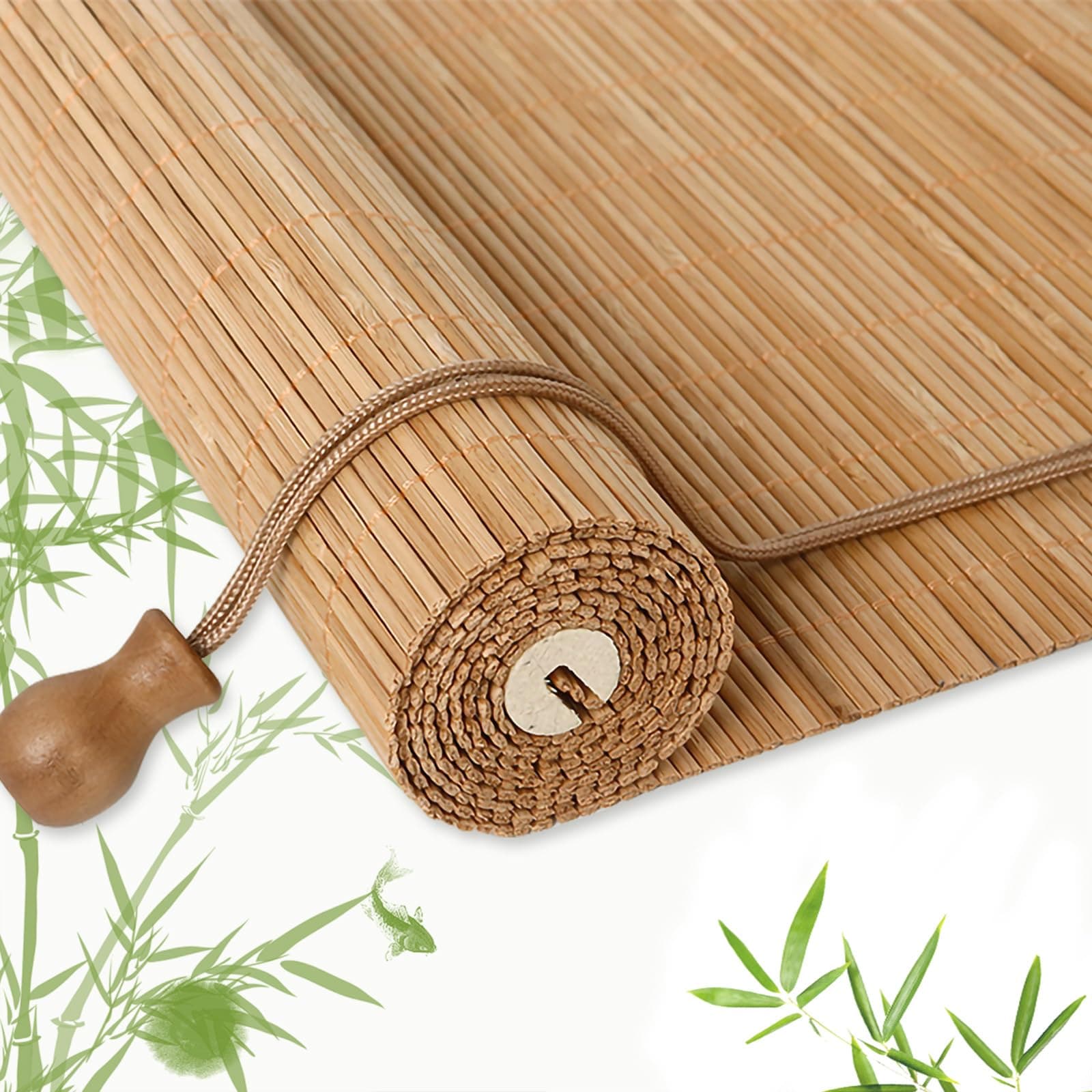 Bamboo Blinds for Interior Windows, Custom Bamboo Shades for Indoor Windows, Roller Shades for Indoor Window and Outdoor Patio, Easy to Install for Decks, Porches, Backyards