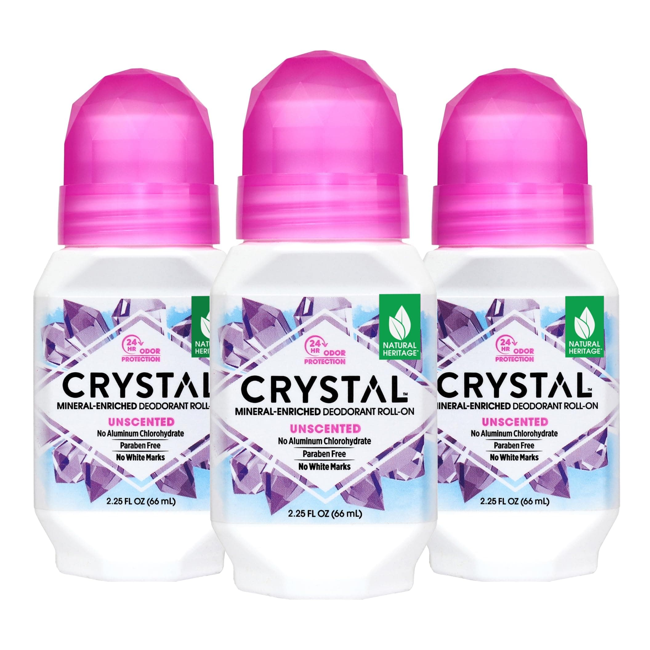 CRYSTAL BODY DEODORANT Roll-On - Unscented Susan G Komen (2.25 fl oz) - 3 Pack - Packaging May Vary