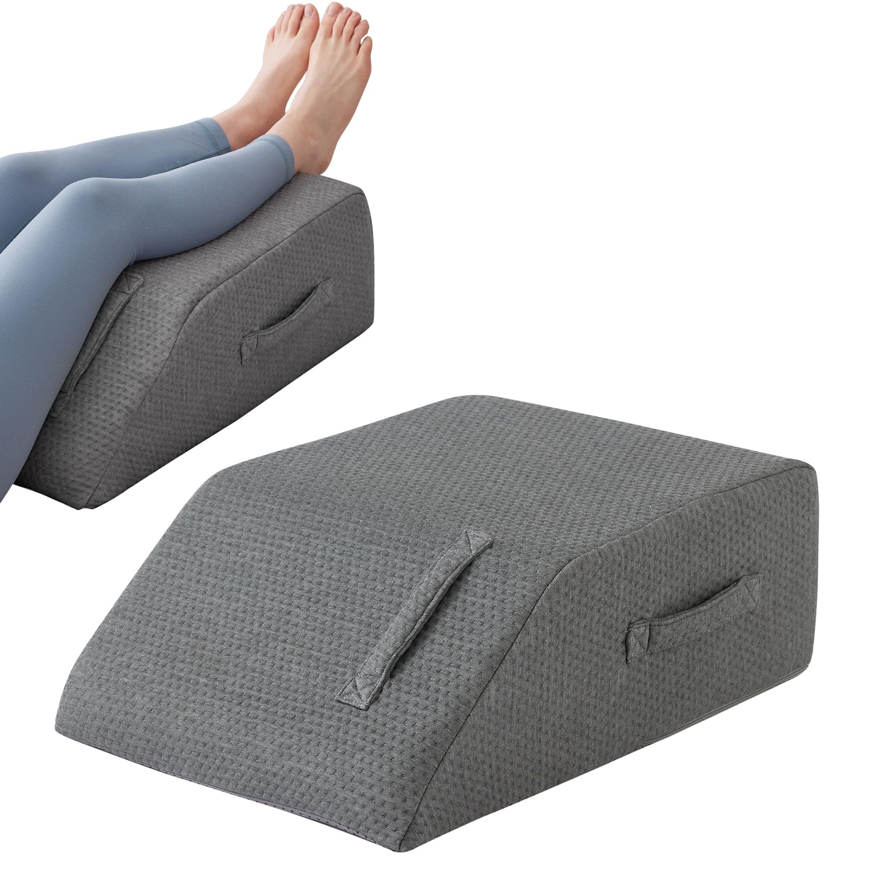 MEGCXIT Leg Pillow Elevation Blood Circulation, Leg Wedge for Elevation for Swelling, Leg Elevating Pillow for After Surgery, Memory Foam Foot Knee Pillow for Back Sleeping 23.6×16.8×8 Inch Dark Grey