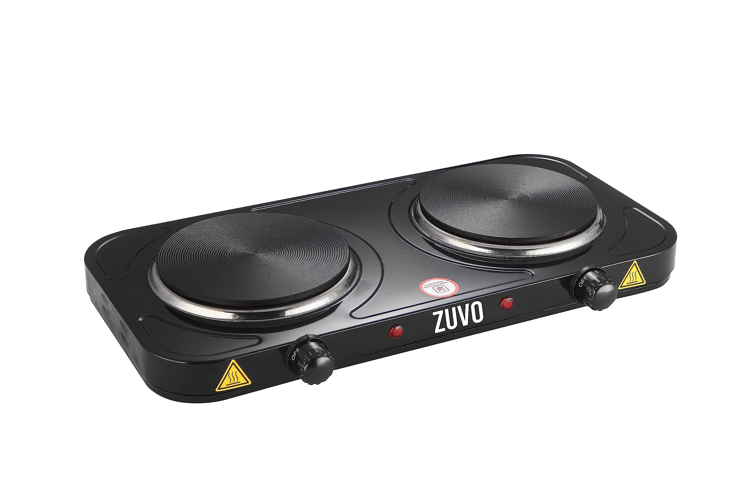 Zuvo 2000W Double Hot Plate – 2 Ring Portable Electric Hob with Adjustable Thermostat | Cast Iron Heating Plates | Double Electric Hob for Camping, Student & Home