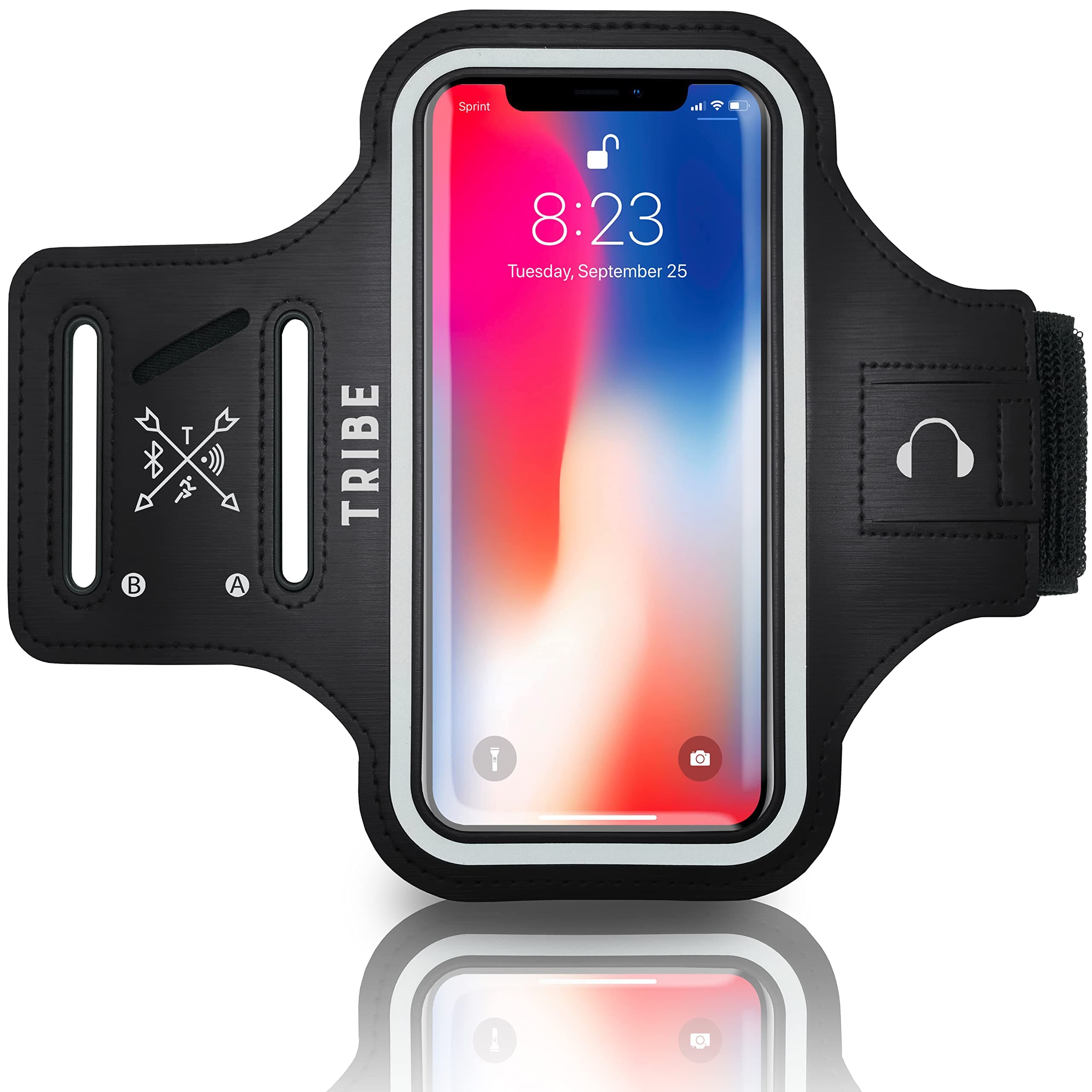 Water Resistant Cell Phone Armband Case Running Holder for iPhone Pro Max Plus Mini SE (13/12/11/X/XS/XR/8/7/6/5) Galaxy S Ultra Plus Edge Note (21/20/10/9/8/7/6/5) Adjustable Strap & Key Pocket