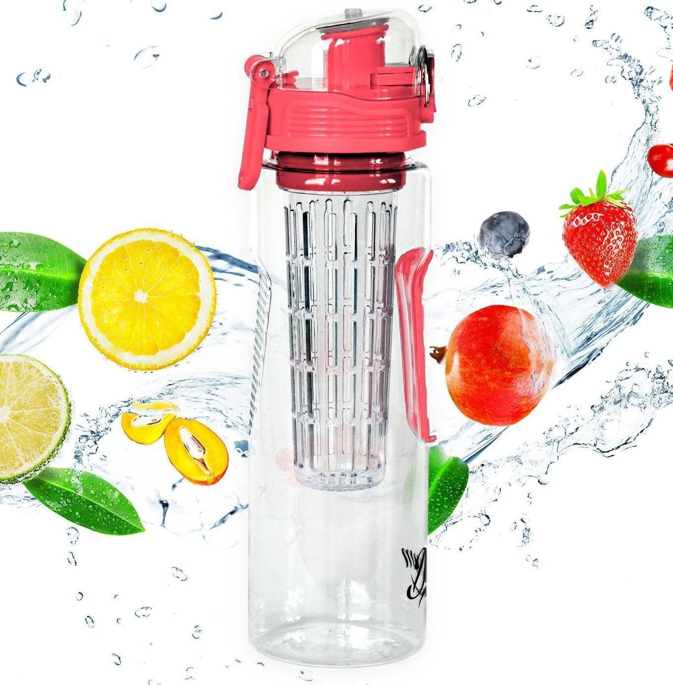 Danum 23 oz. Sport Fruit Infuser Water Bottle Top or Bottom Infusion, Leak-Proof, Flip-Top, Dual Hand Grips, Made of BPA-Free Eastman Tritan with Multiple Color Options & Free Recipe Ebook