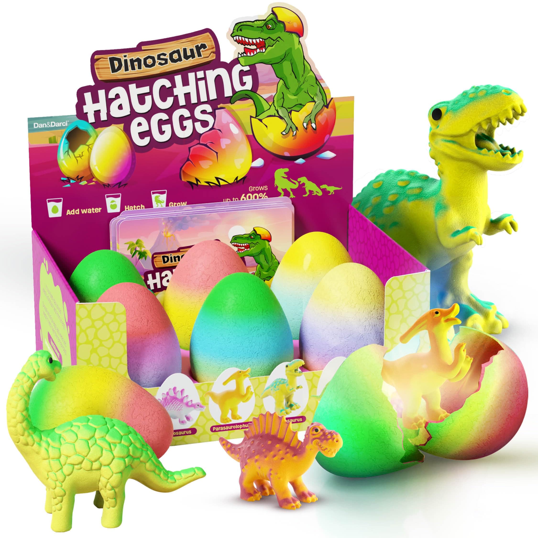 Dinosaur Hatching Surprise Eggs for Kids - Easter Basket Stuffers - 6 Pack Grows 600% - Dino Egg Toys for Boys & Girls Age 3-8 - Gift Ideas, Party Favors - Gifts for Girls Ages 3 4 5 6 7 8