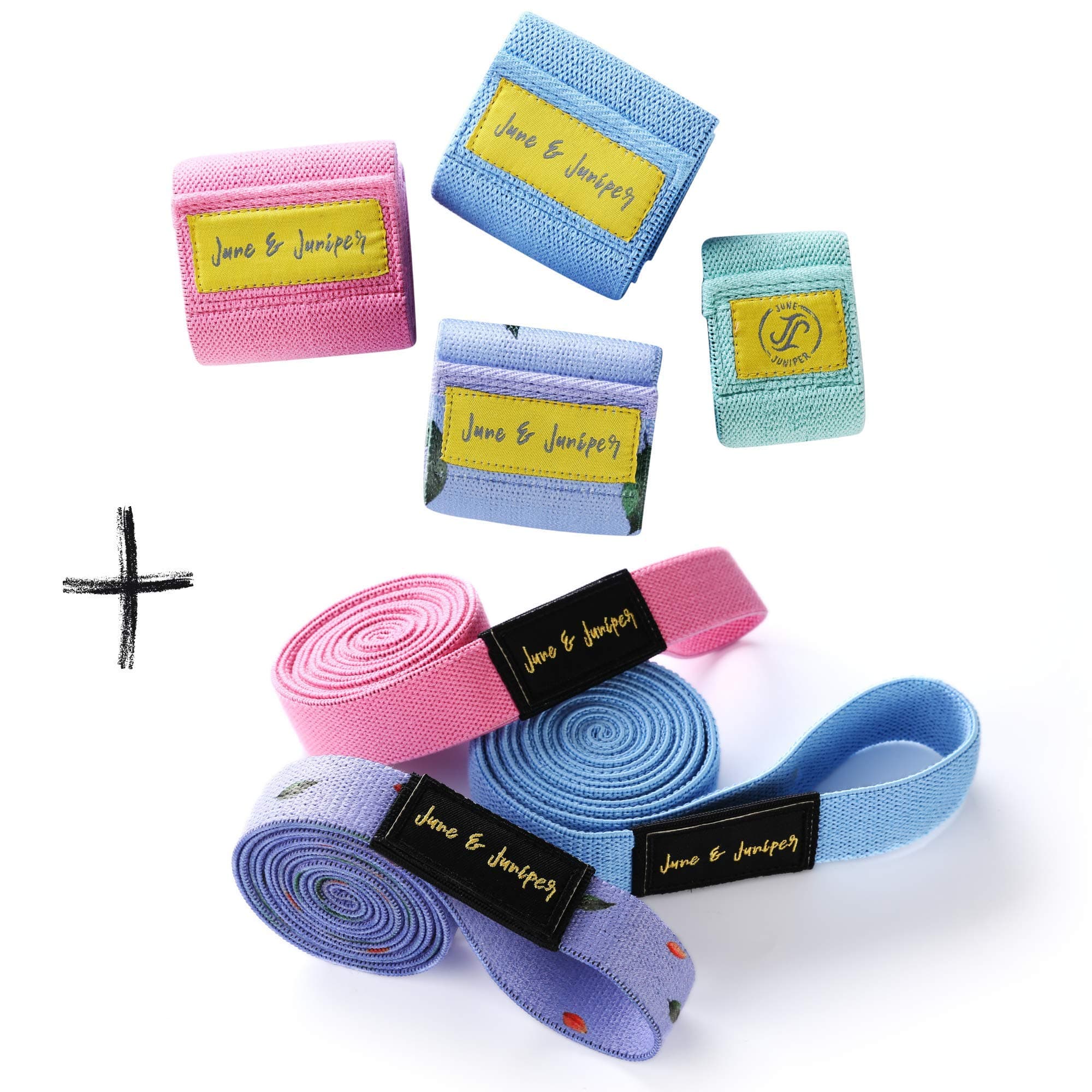 JUNE JJ JUNIPER Fabric Resistance Bands Set, 7 Pack Exercise Bands/Workout Bands/Booty Bands, Home Gym Workout Equipment