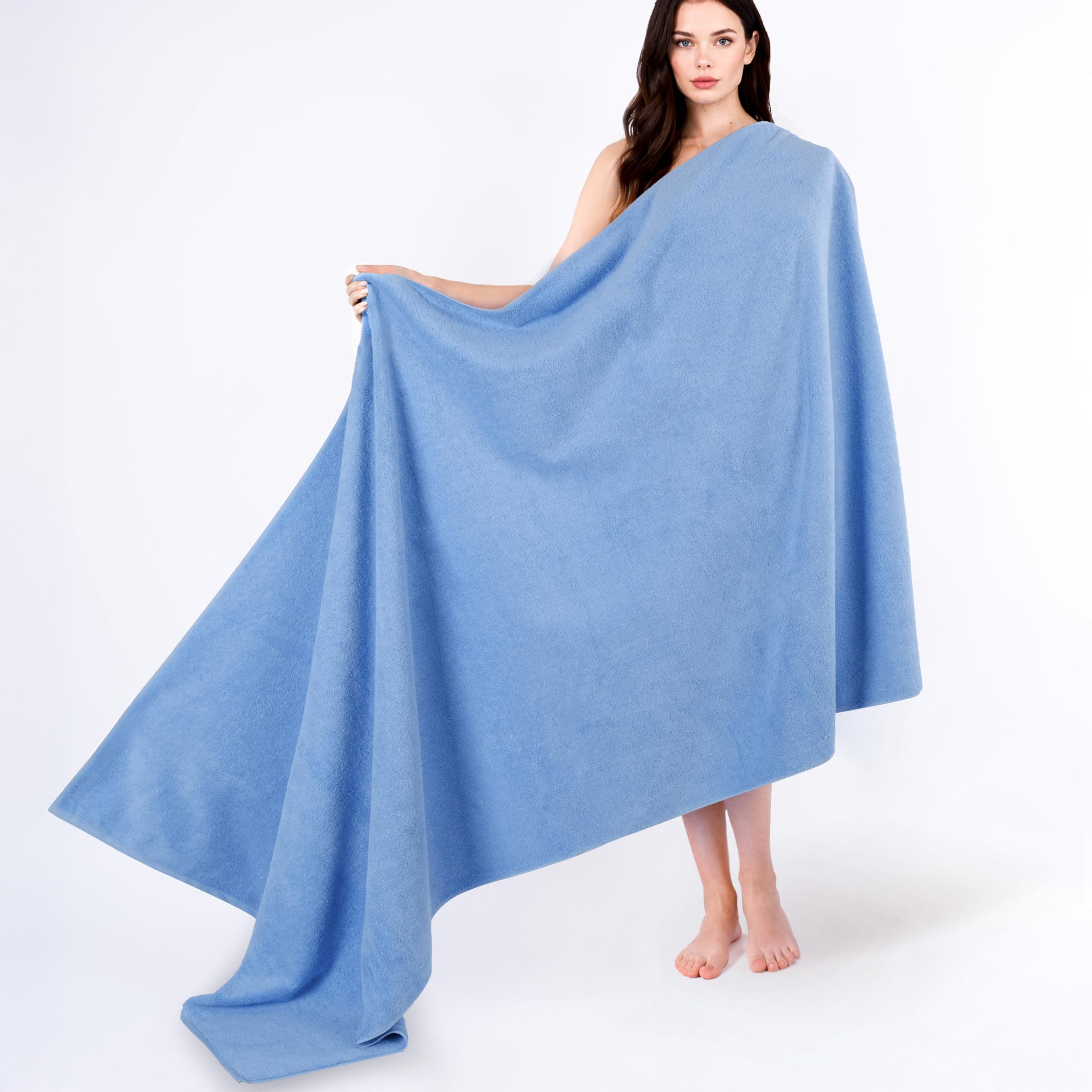 Cotton Paradise, 100% Cotton 40x80 Oversized Bath Sheet, Extra Large Turkish Bath Towels for Bathroom, Sky Blue Bathsheet
