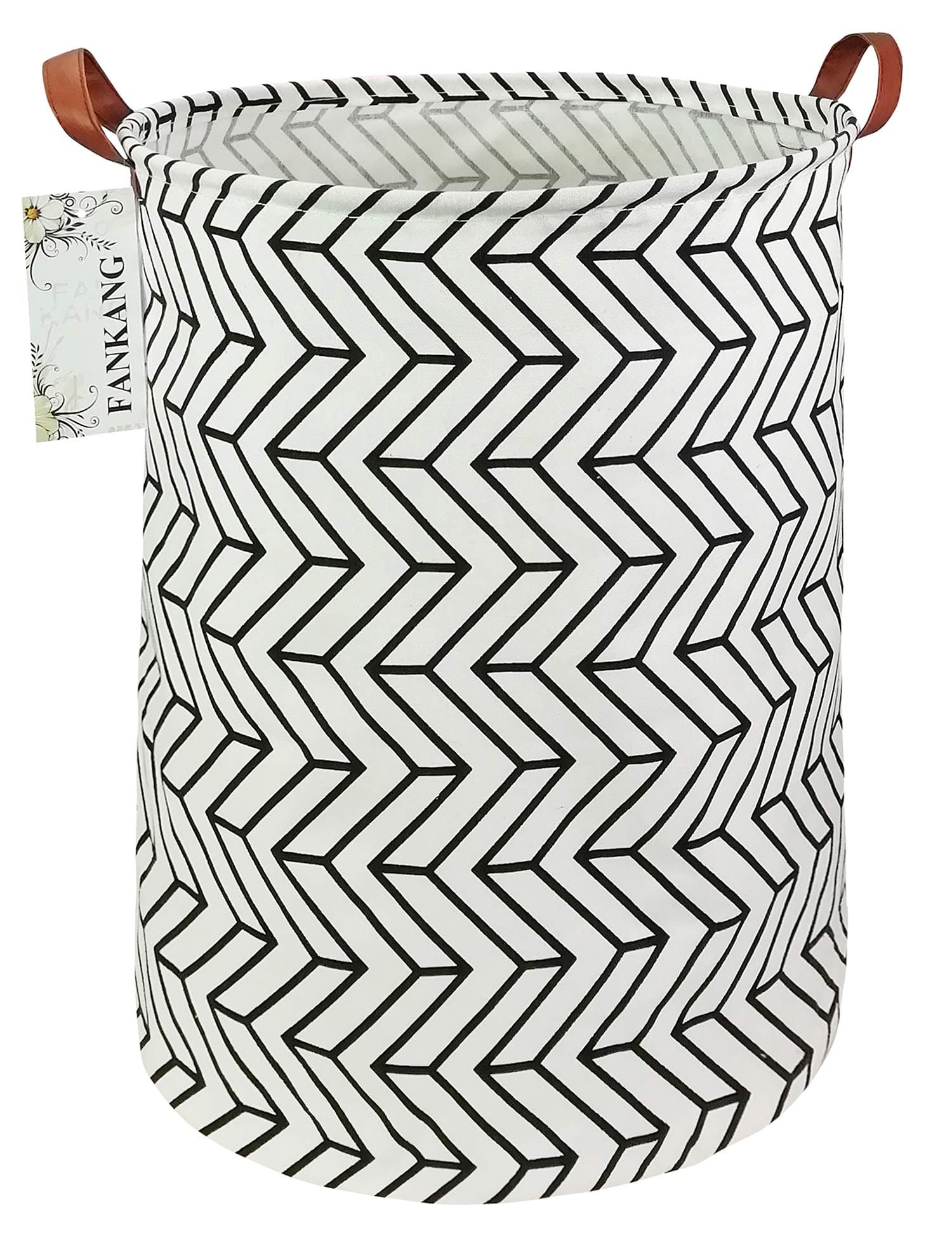 FANKANG Storage Basket, Nursery Hamper Canvas Laundry Basket Foldable with Waterproof PE Coating Large Storage Baskets for Kids Boys and Girls, Office, Bedroom, Clothes,Toys(Geometric)