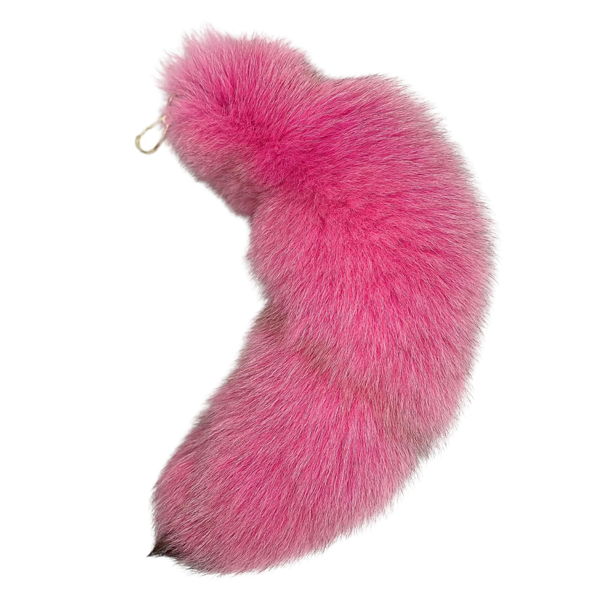 Marsrut Deer Tail Keychain - Real Fur, Soft Key Ring - Gift for Deer Fox Wolf Cosplay, Fairy Costumes, Coat & Hat Accessories (1PCS, 40cm, Pink)