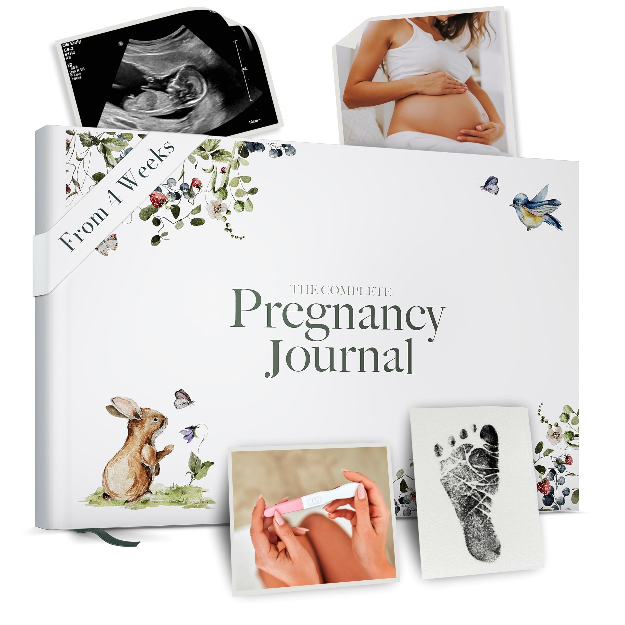 Bibi & Beau Pregnancy Journal and Memory Book - 40 Weekly Calendars Milestone Journey - 196 Page Baby Book - Space For Ultrasound Photos Tracking (Forest)